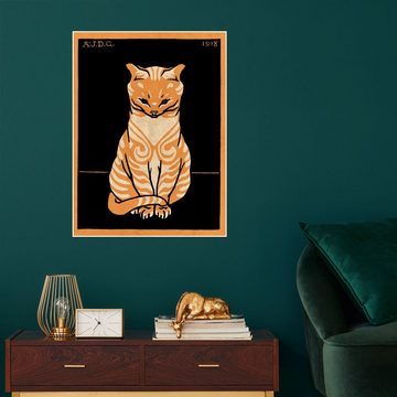 Posterlounge Poster Julie de Graag, Sitzende Katze, farbig, Wohnzimmer Illustration