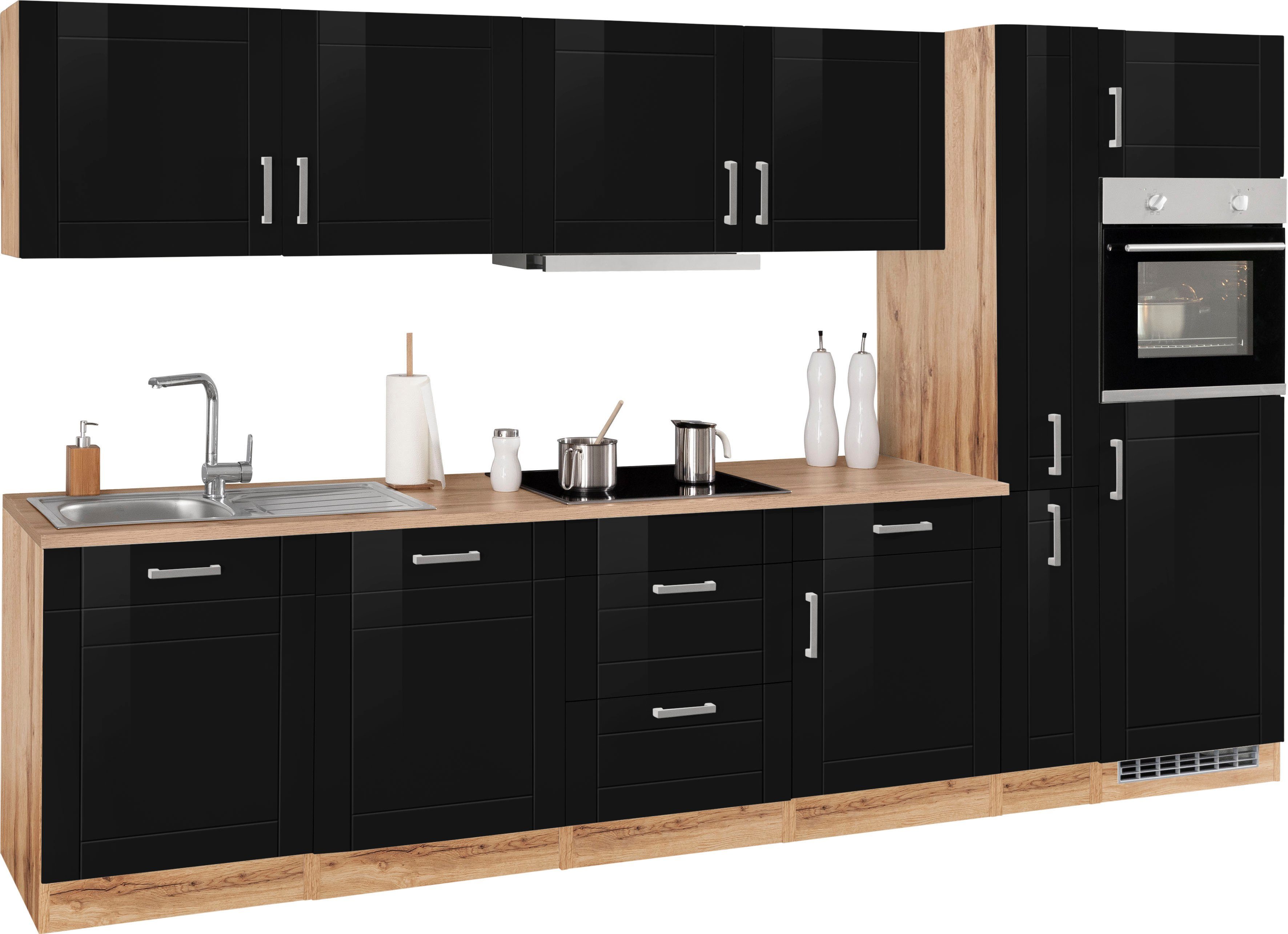 KOCHSTATION Küchenzeile KS-Tinnum, mit E-Geräten, Breite 330 cm