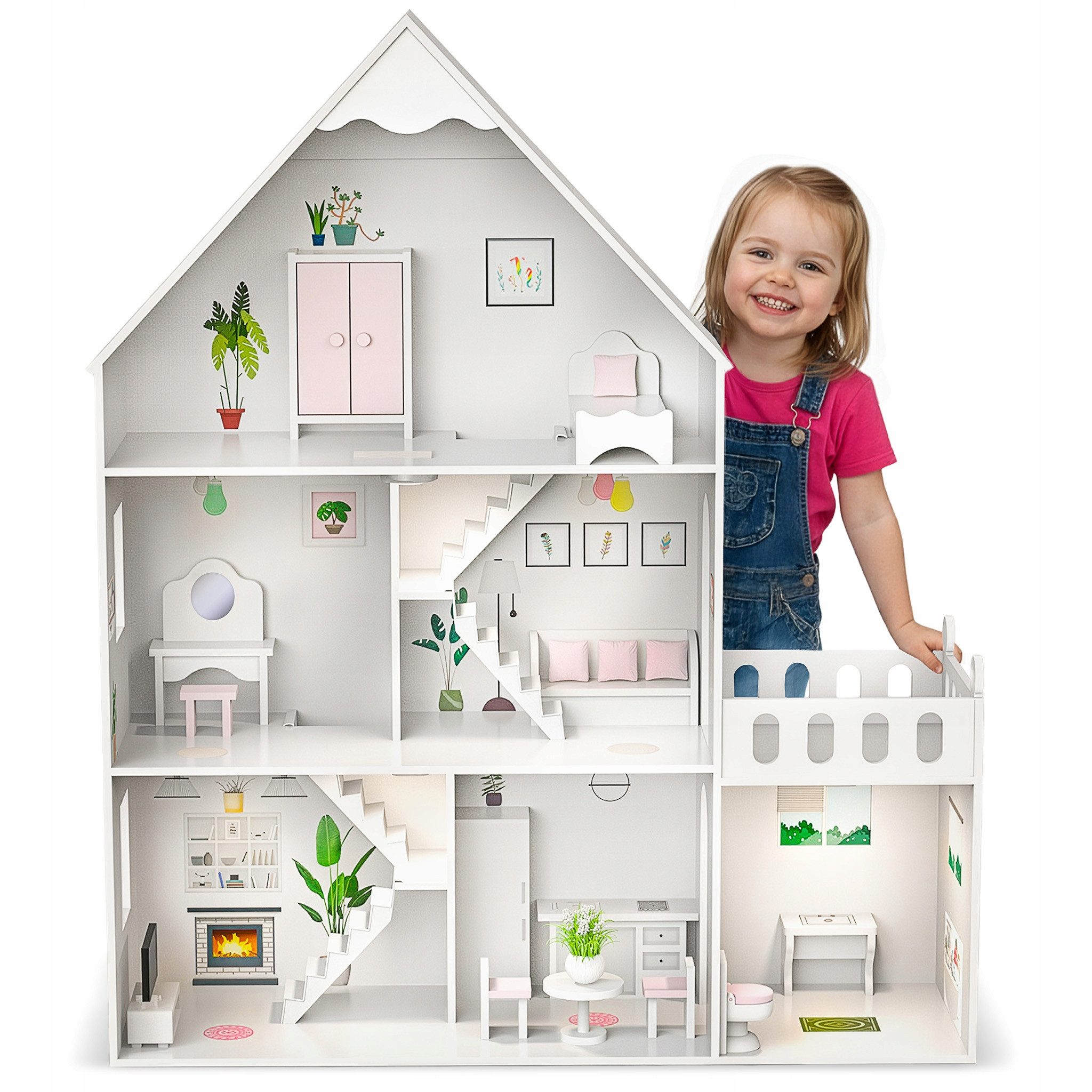 Green Series Puppenhaus Puppenhaus Holz Groß – LED Traumvilla – Kinderzimme günstig online kaufen