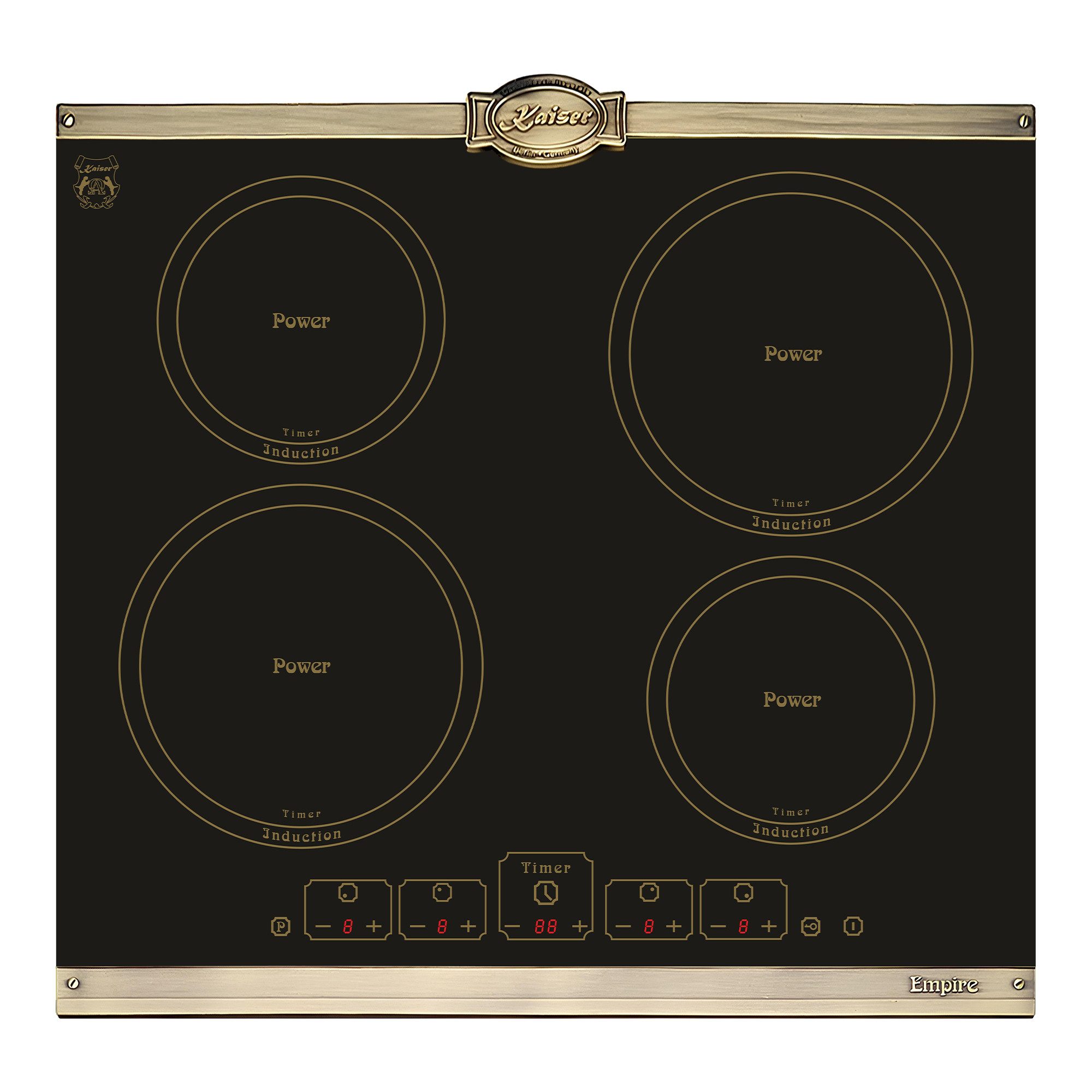Kaiser Küchengeräte Induktions-Kochfeld Kaiser Empire Kochfeld 60 cm KCT 6195 IEm Induktionskochfeld Autark 4 QuickHeat Induktions mit Booster, Touch control, Timer, Induktionskochfeld 60cm Autark Kochfeld 4xQickHeat Zonen