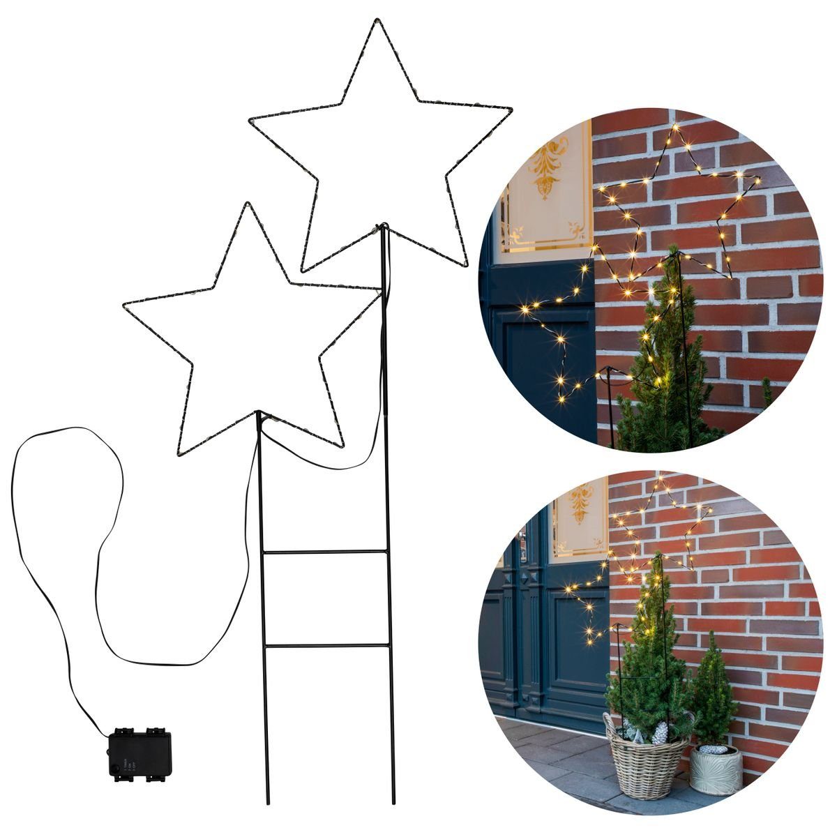 bonsport LED Dekoobjekt LED Metall Gartenstecker Sterne, 50 x 100 cm