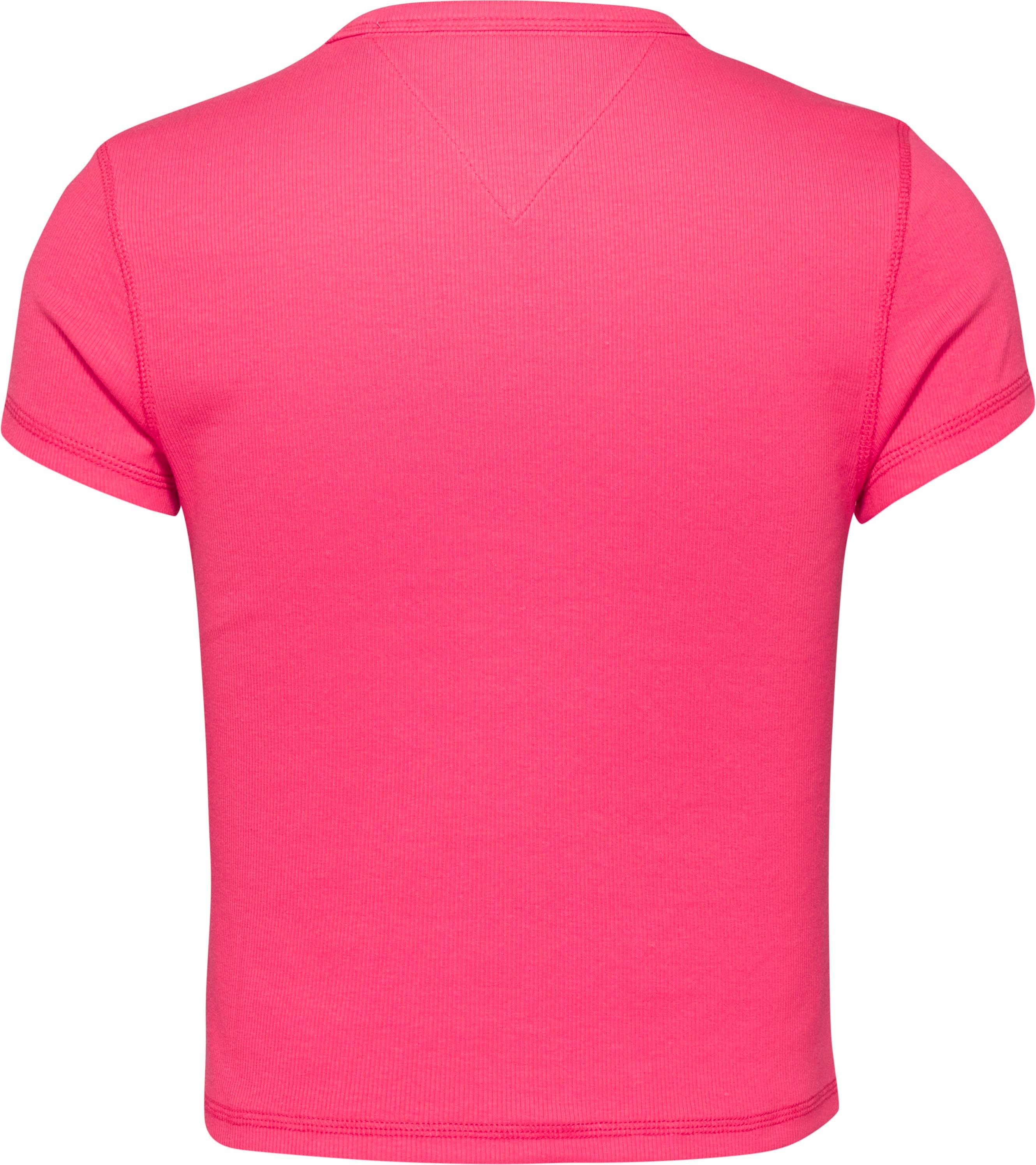 mit Jeans TJW Logo-Badge Laser-Pink BADGE RIB Tommy XS T-Shirt BBY