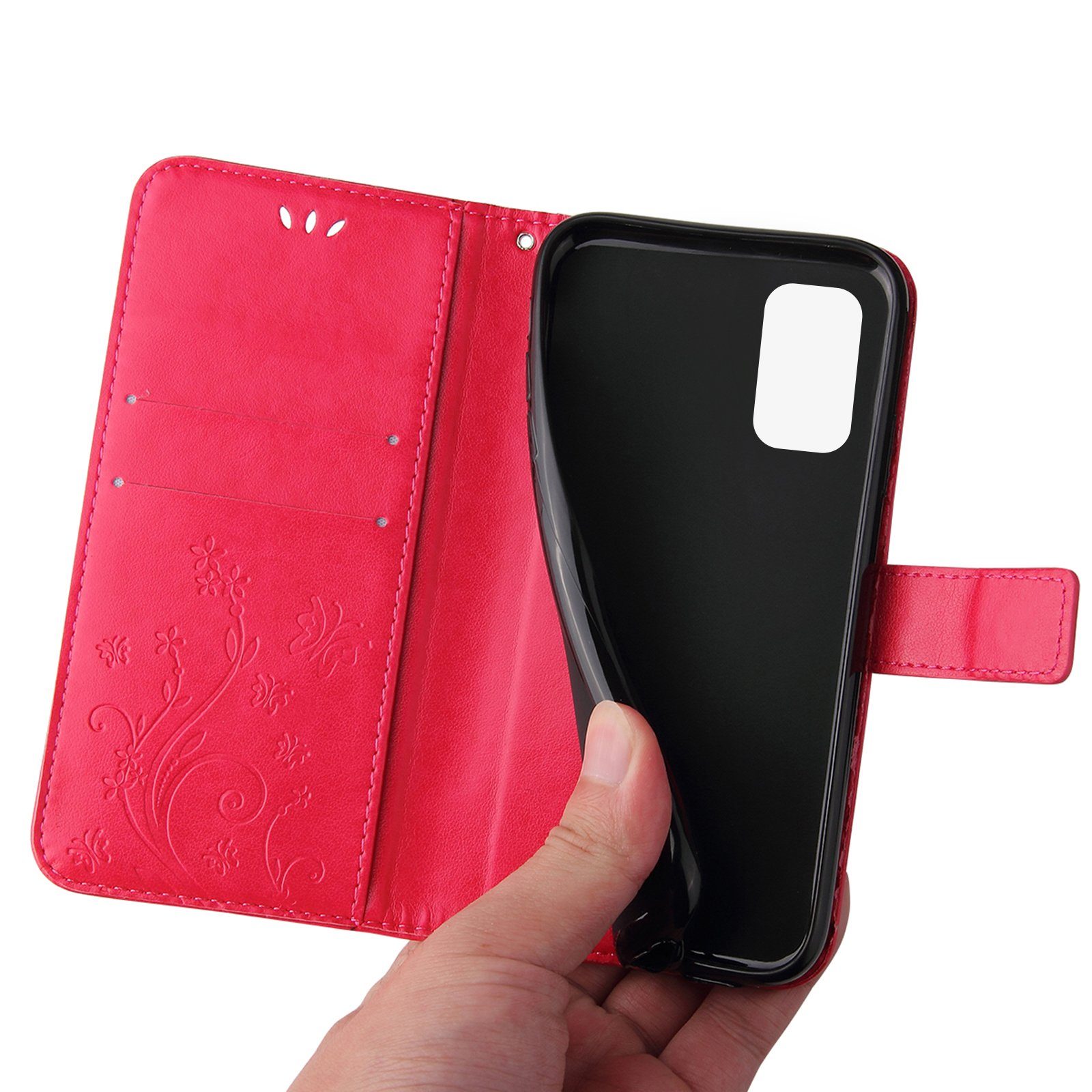 Tec-Expert Handyhülle Cover Tasche Hülle für Samsung Galaxy S20 FE 6,5 Zoll, Klapphülle Case mit Kartenfach Fliphülle aufstellbar, Motiv Blumen