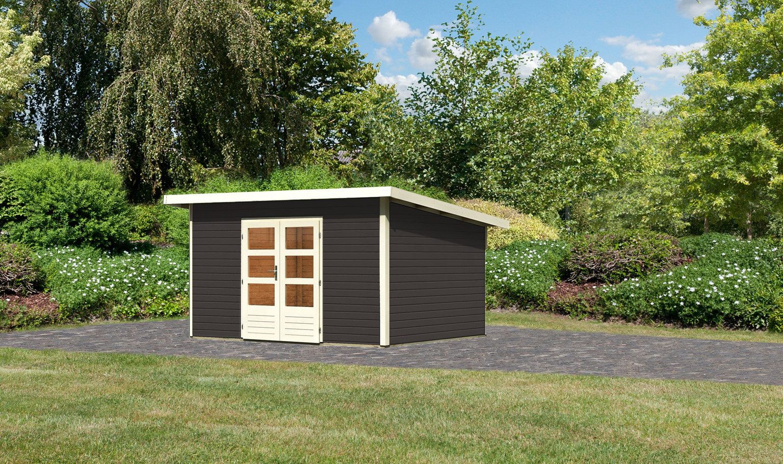 Karibu Gartenhaus Karibu Gartenhaus Northeim, 38 mm, 406 x 332 cm, Typ 4, terragrau, ohne Anbau