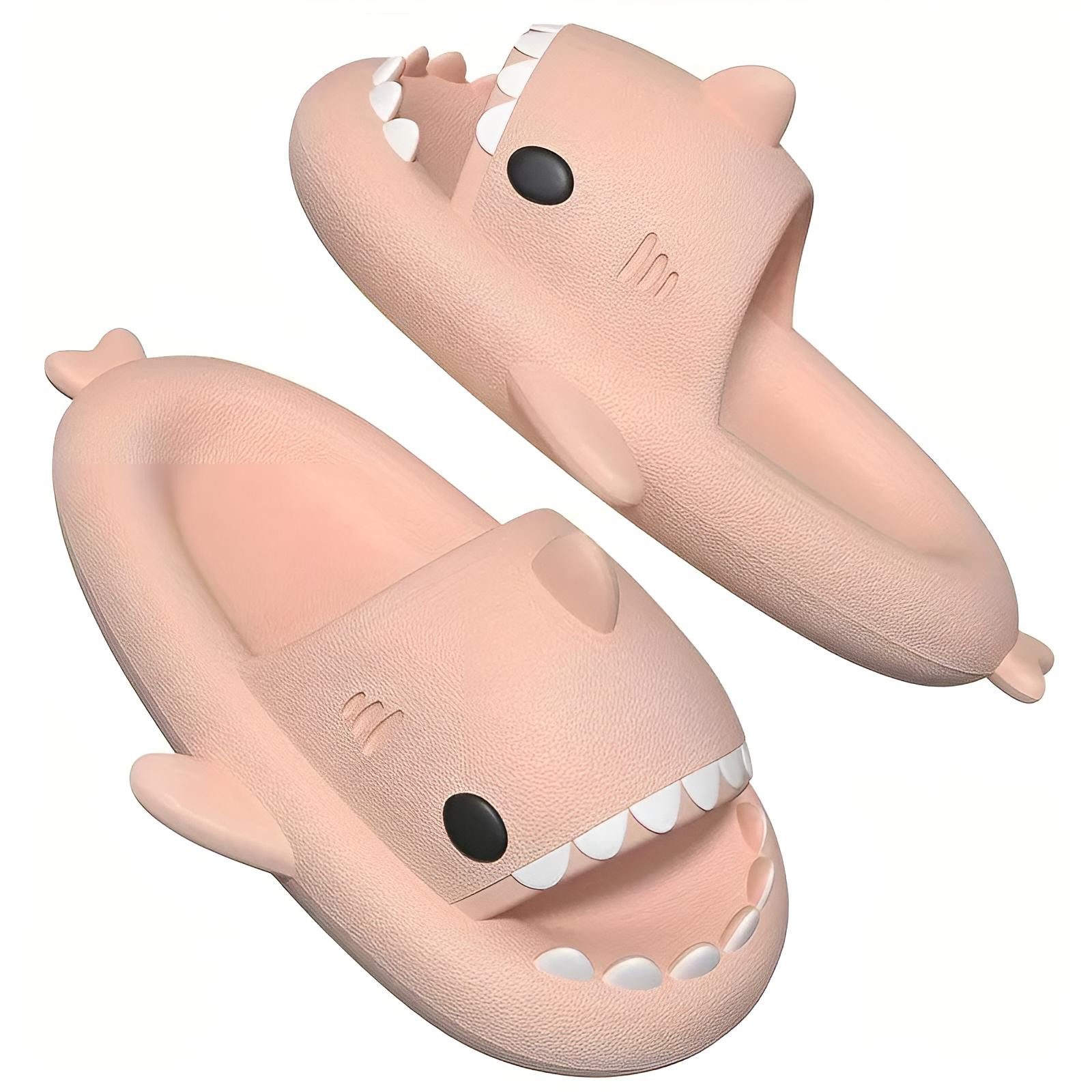 Corimori Bequeme Hai Badeschuhe im Haifisch-Design Badeschuh (Packung, Geschenk) lustige, rutschfeste, schnell trocknende Badeschlappen EU Größe 42-43