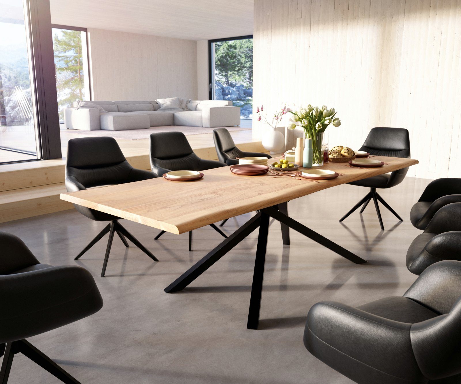 DELIFE Esstisch Edge, Akazie Natur 260x100 günstig online kaufen