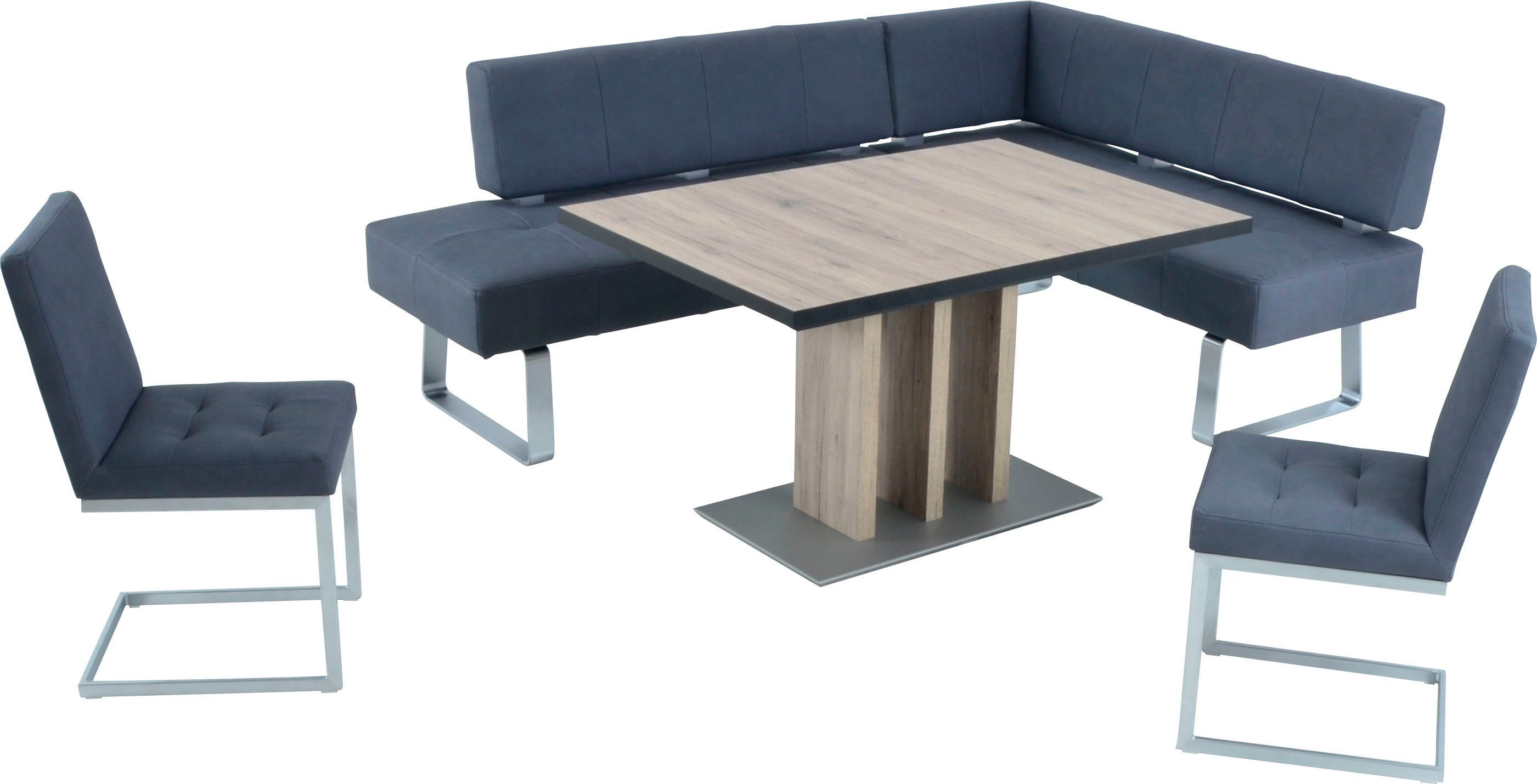 K+W Komfort & Wohnen Eckbankgruppe Spider II, (Set, 4-tlg), langer Schenkel 195cm, 2 Freischwinger, Auszugstisch in Breite 120 cm