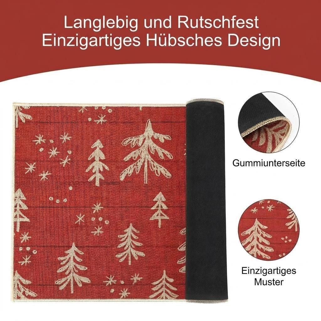 GarveeMore Fußmatte Weihnachtliche Fußmatte 40x60/40x80cm, rutschfest Silikonrücken, rutschfest, waschbar, abriebfest, haustierfreundlich