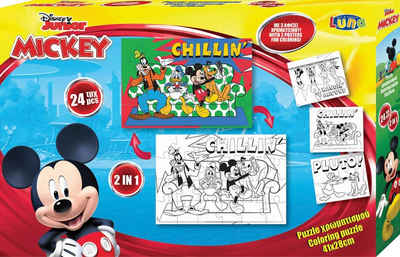 Diakakis Steckpuzzle 2in1 Malpuzzle Mickey Mouse 24-tlg m. Ausmalbilder, Puzzleteile