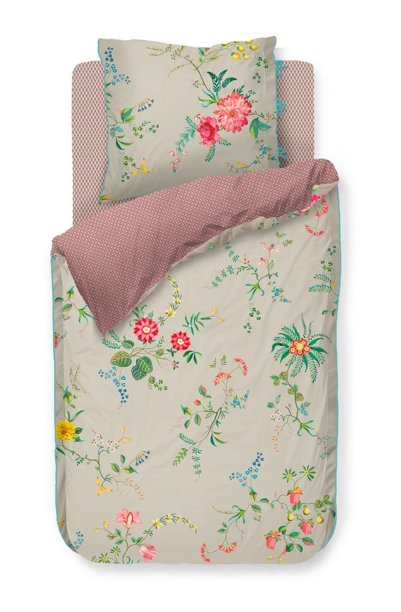 PiP Studio Kissenhülle Fleur Gran Ur Khaki 80X80 Khaki Perkal 80 x 80 cm 1 Kissenbezug, (1 Stück), Kissenbezug für Dekokissen Zierkissen Kissenhülle