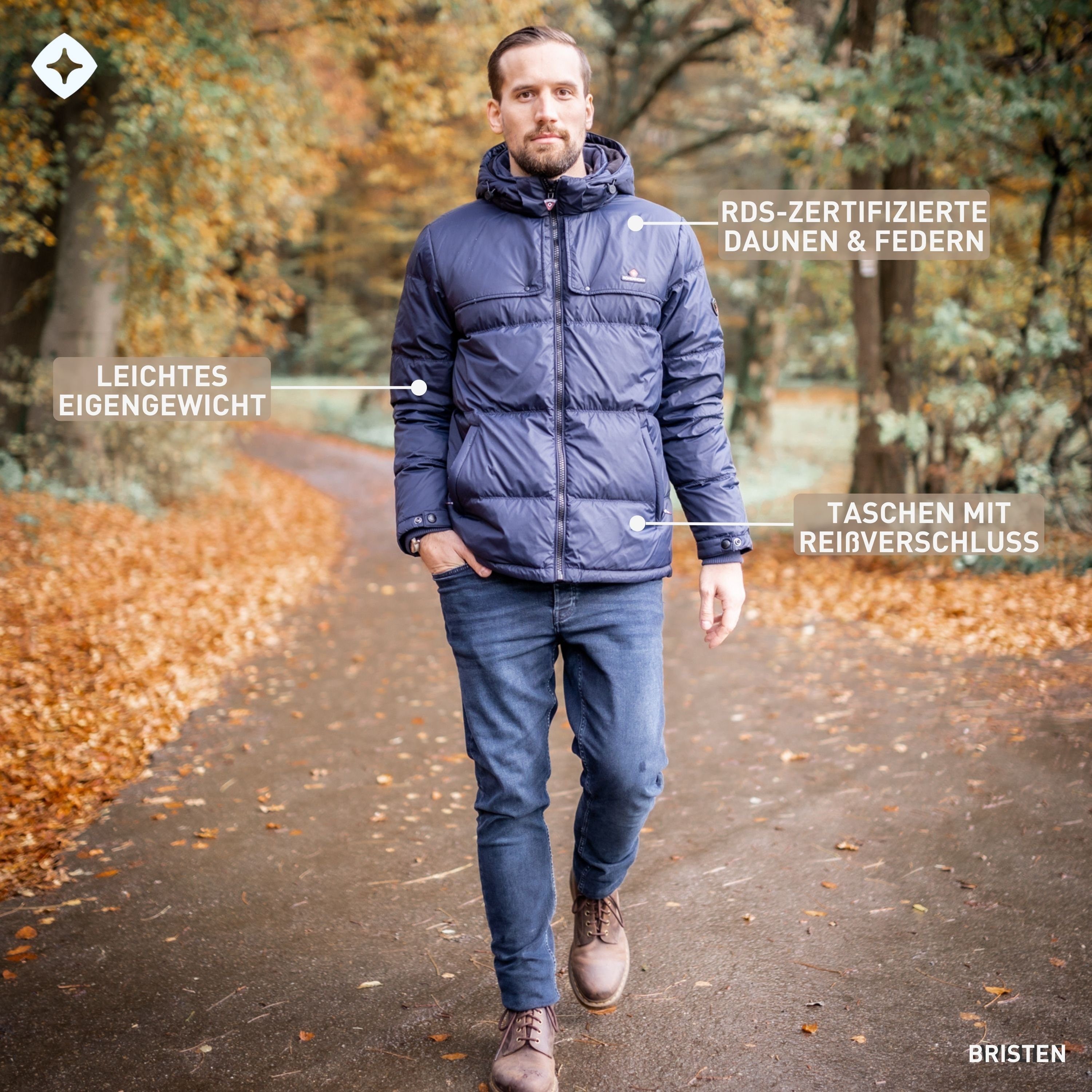 Höhenhorn Winterjacke Bristen Herren Daunen Jacke für Männer Gefüttert Thermo RDS-zertifizierte Daunen