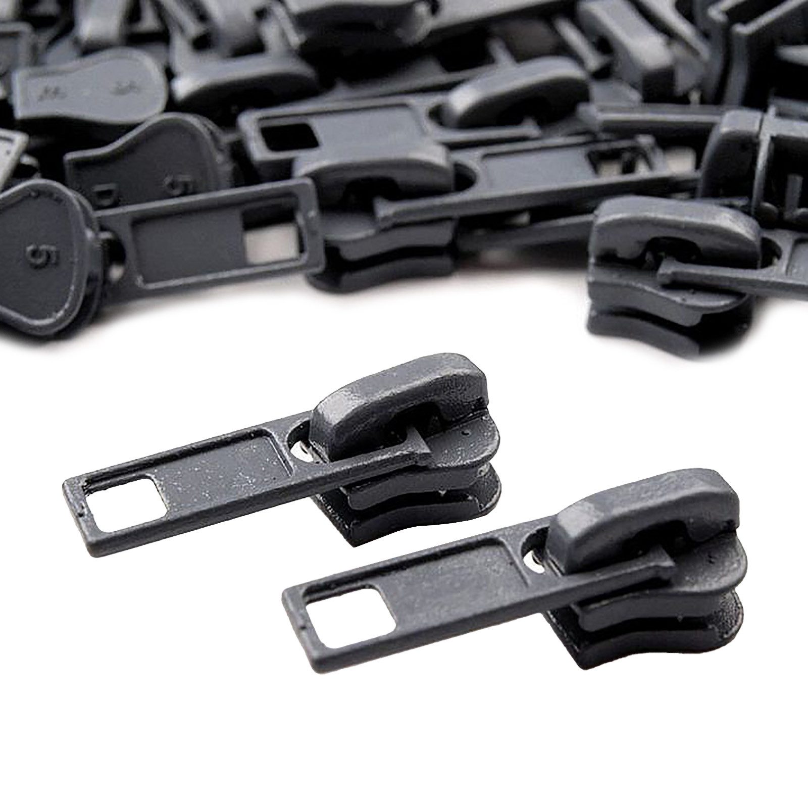 maDDma Reißverschluss 10 Zipper für Profil-Reißverschlüsse, 5mm, freie Farbwahl, grau