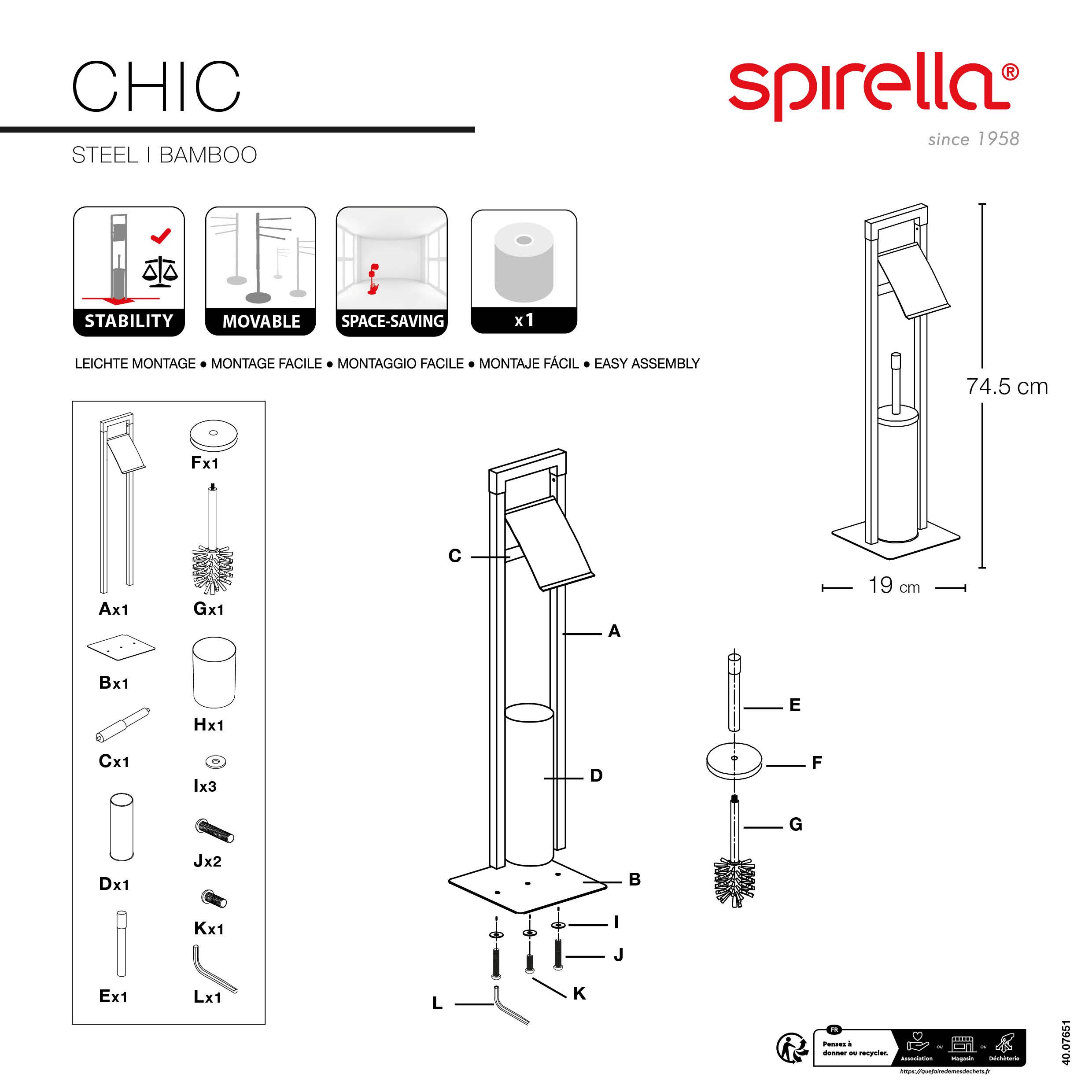 spirella WC-Komplettset spirella wc Bürste Chic 2in1