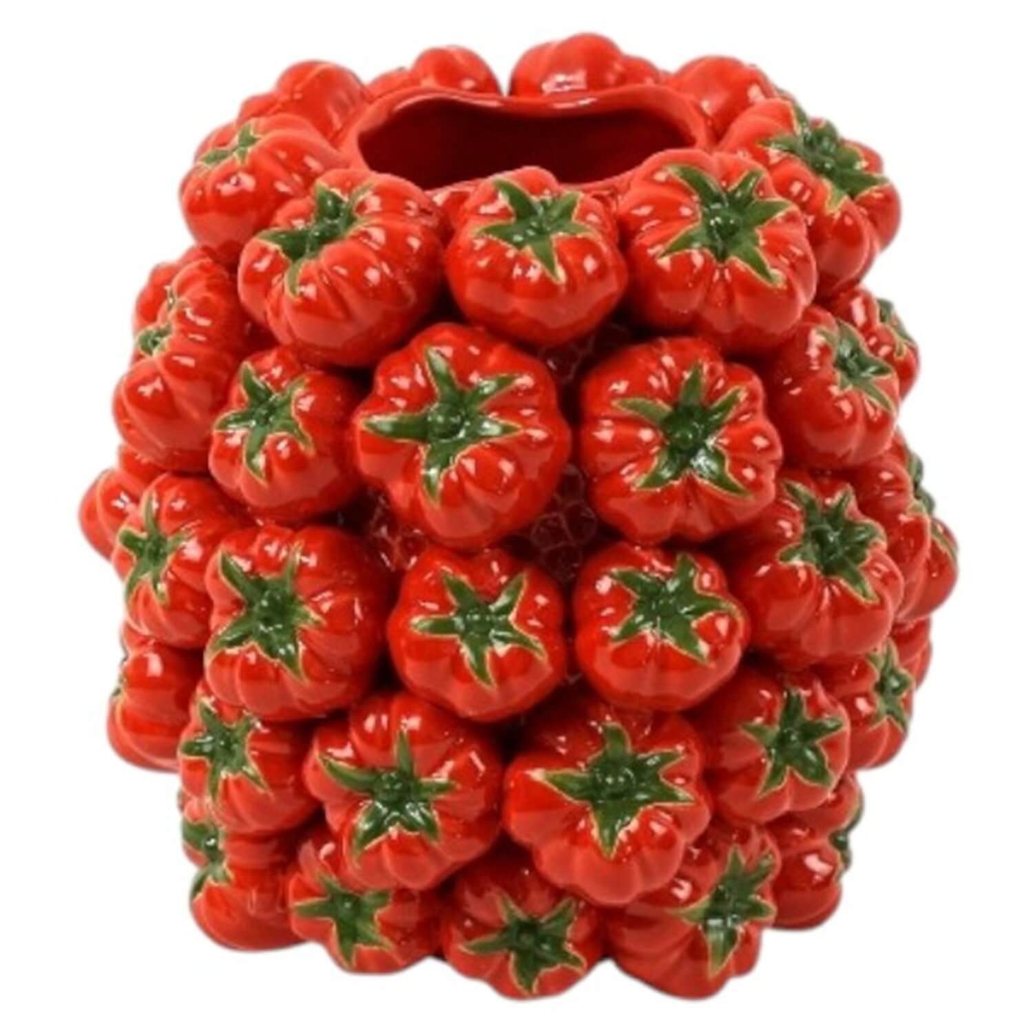degawo Kugelvase Rote Vase, Steingut mit naturgetreuen Tomaten. Stylisches Dekoobjekt (1x Vase)