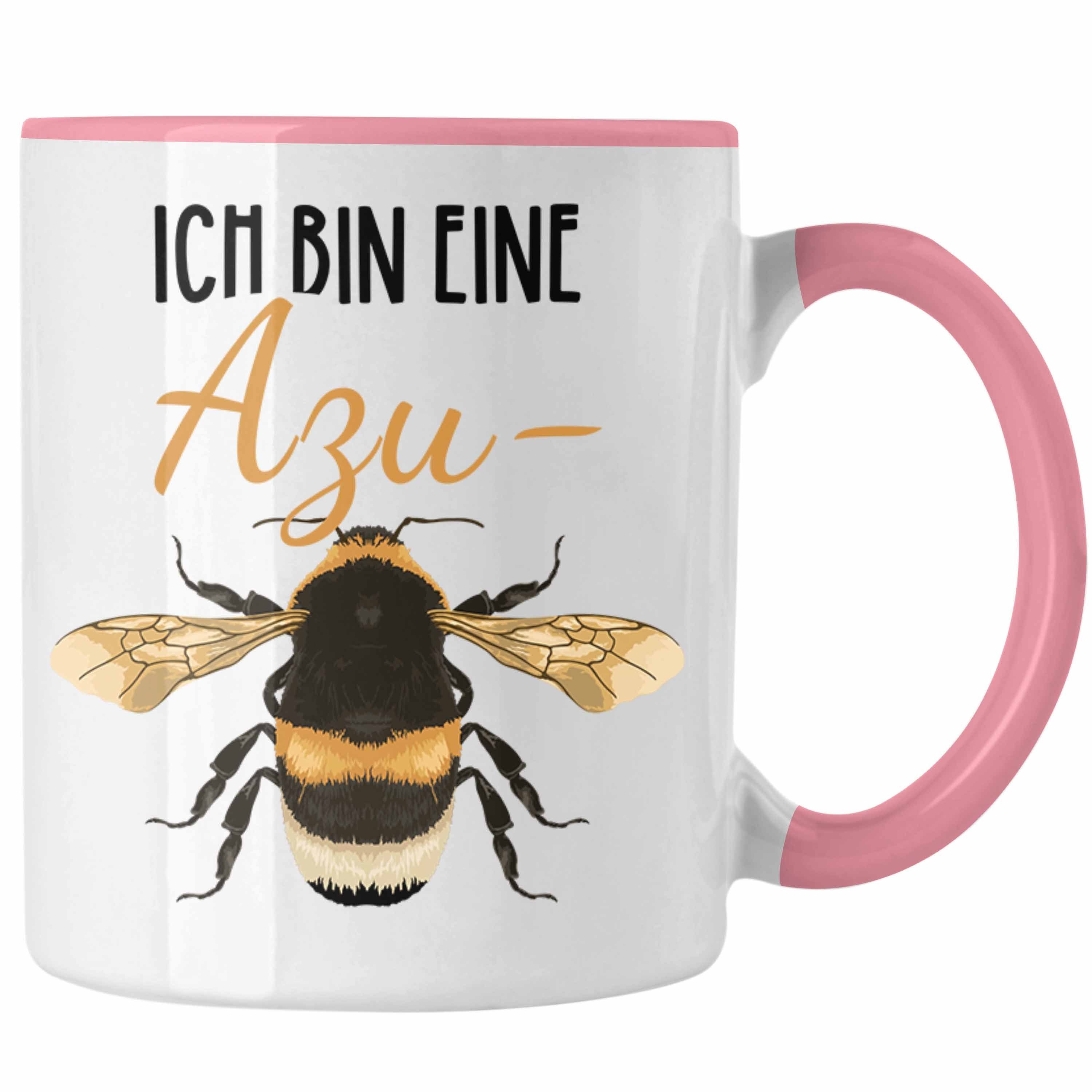 Trendation Tasse Trendation - Azubine Tasse Geschenk für Auszubildende Start Ausbildung Geschenkidee Spruch Azu-Bine Rosa