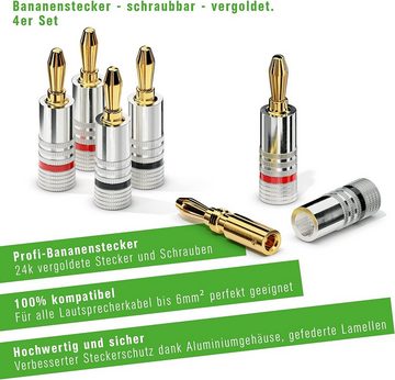 conecto conecto Bananenstecker 4er-Set Professionell, für alle Lautsprecherkab Audio-Kabel