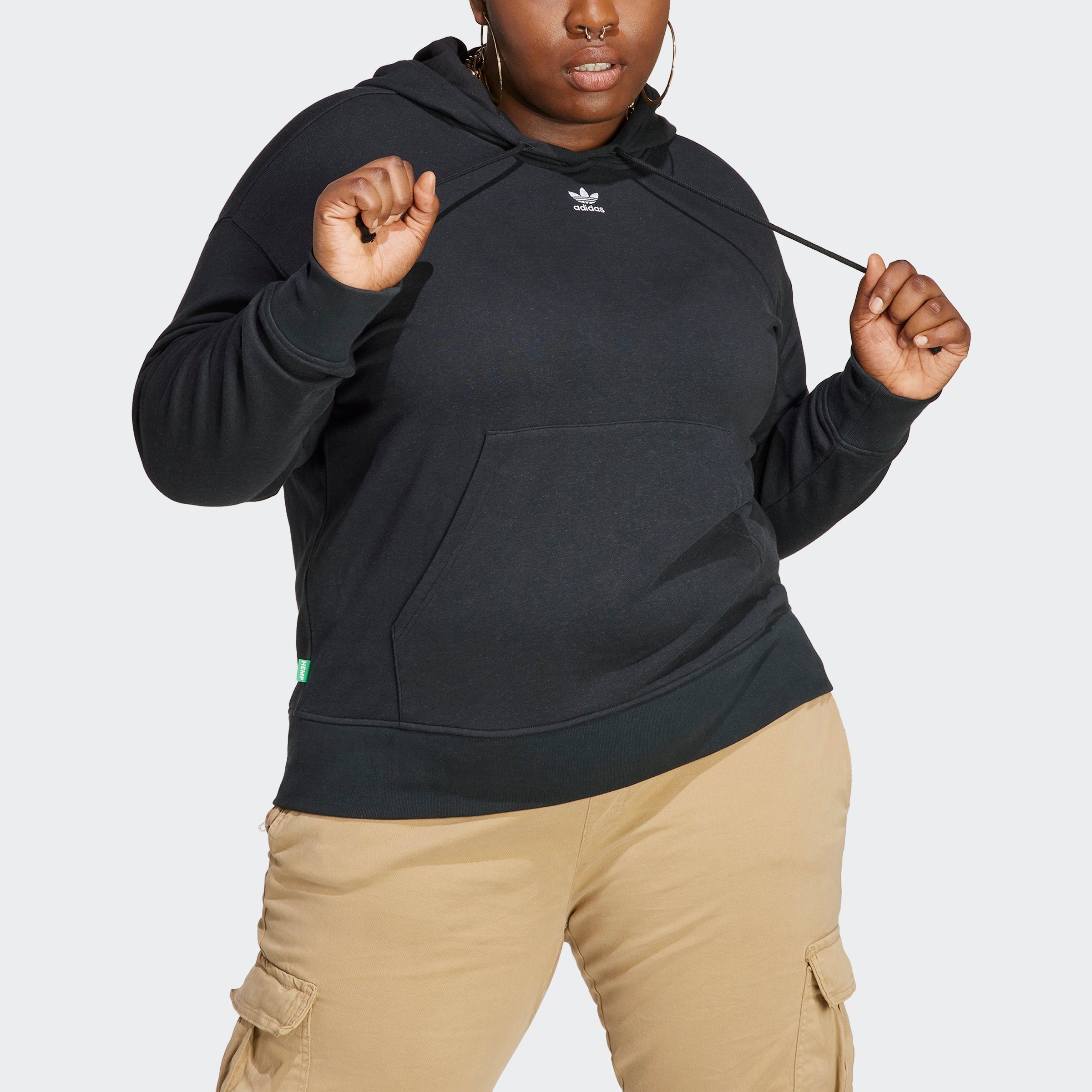 [Kostenloser Versand für alle Artikel] adidas Originals Kapuzensweatshirt ESSENTIALS+ MADE HEMP WITH Black HOODIE