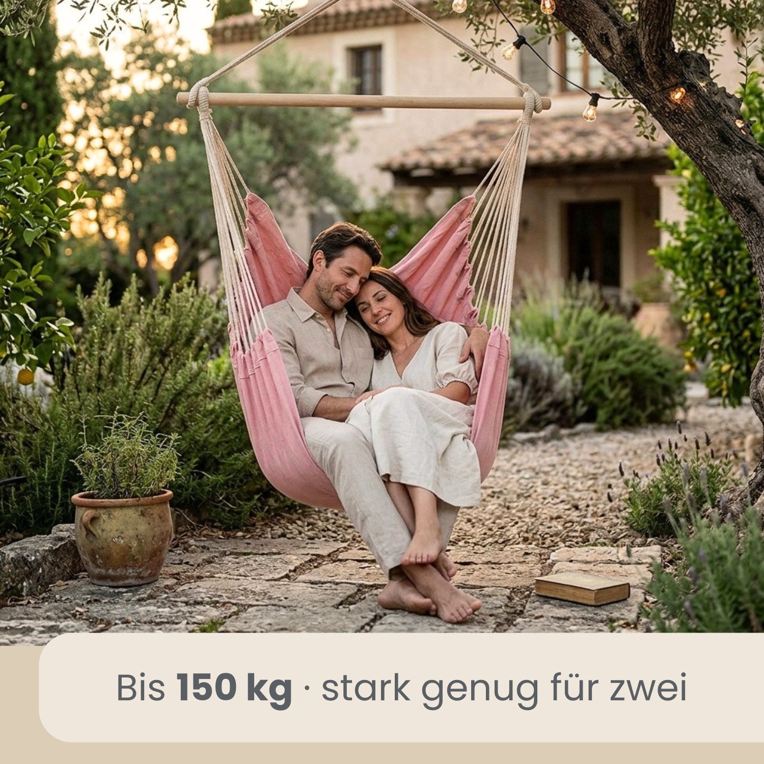 AMANKA Hängestuhl für 2 Personen: XXL Outdoor Hängesessel bis 150 kg - Garten und Balkon, 185 x 130 cm Hängesitz für Kinder und Erwachsene - 360° Relaxsessel