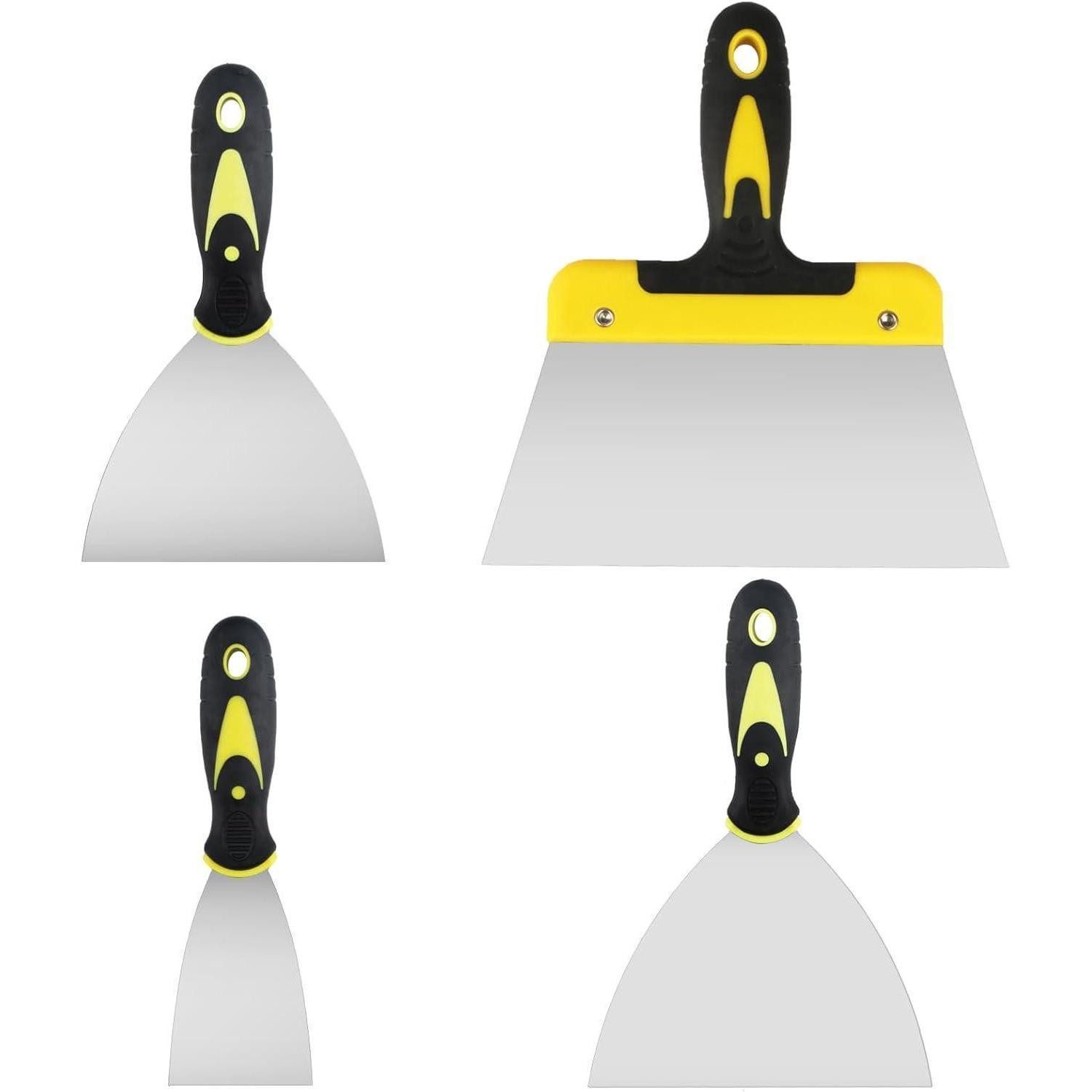 LuxusKollektion Malerspachtel Spachtelset 4-teilig Edelstahlklingen Kunststoffgriff 2/4/6/8 Zoll