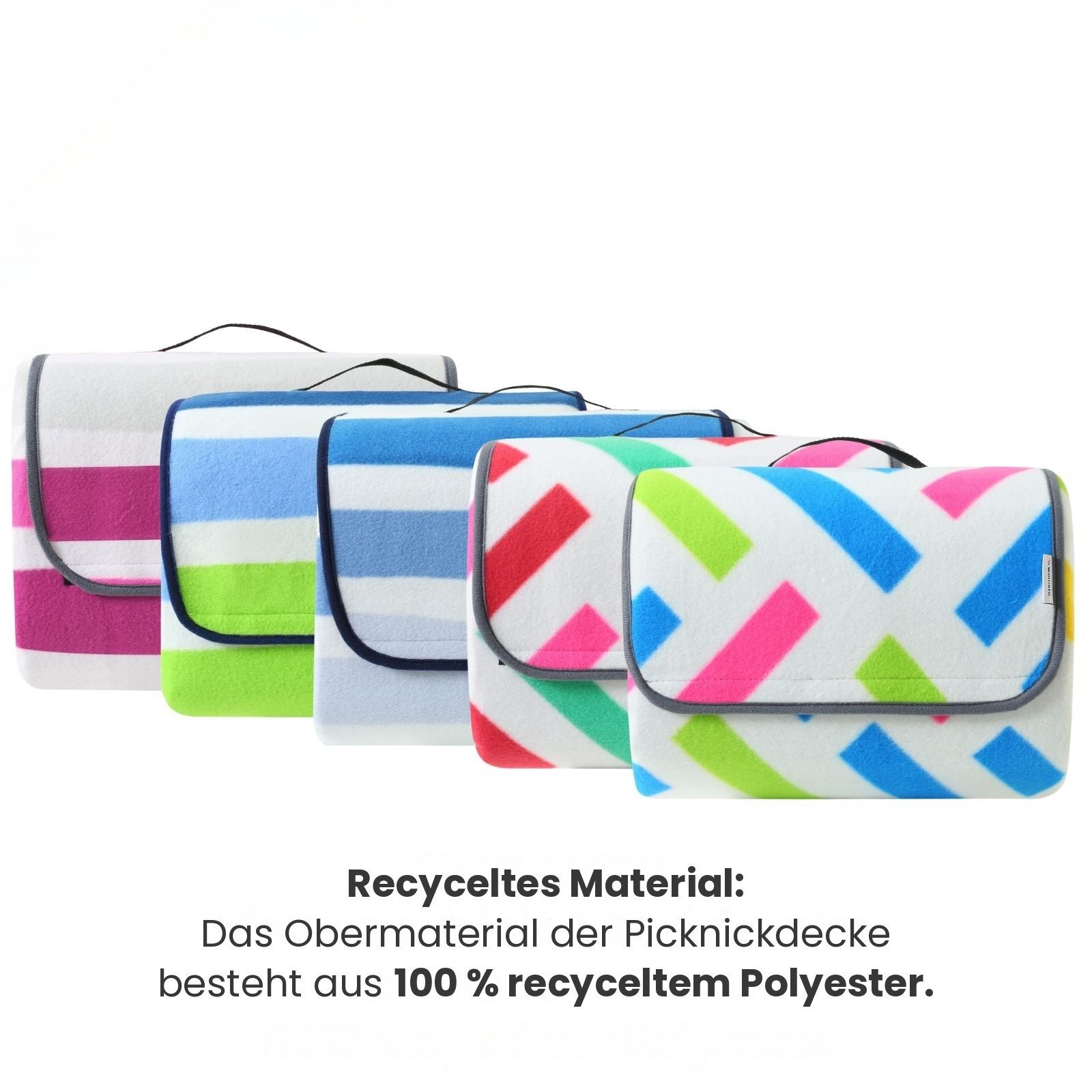 Picknickdecke XXL Picknickdecke ca. 200x200, wometo, Oberseite 100% recyceltes Fleece, wasserdicht – Bild 3 von 5