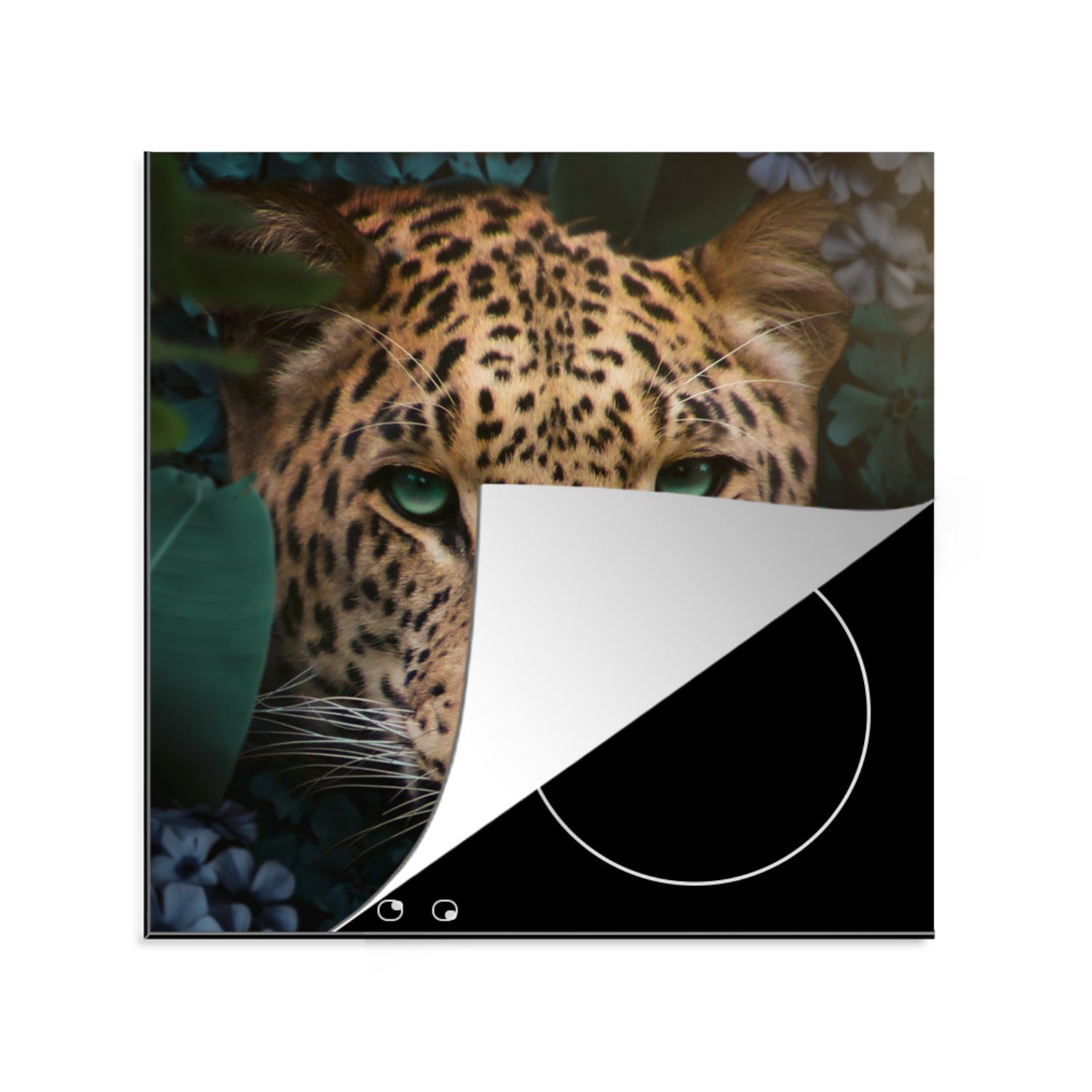 küche Wilde tlg), Dschungel MuchoWow - - für 78x78 Panther Herdblende-/Abdeckplatte Vinyl, cm, Tiere, Ceranfeldabdeckung, Arbeitsplatte (1
