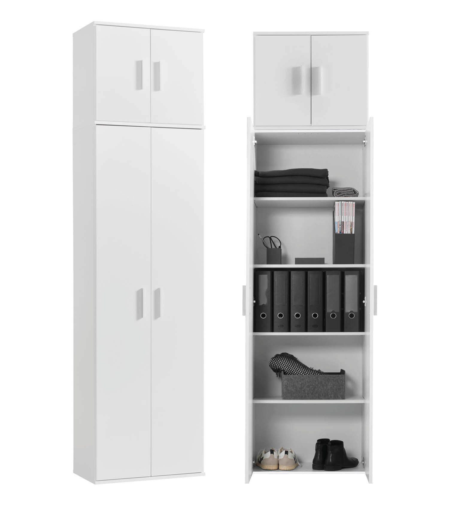 mokebo Mehrzweckschrank Der Extralange Schuhschrank, Aktenschrank, Flurschrank, Aufbewarhungsschrank in weiß