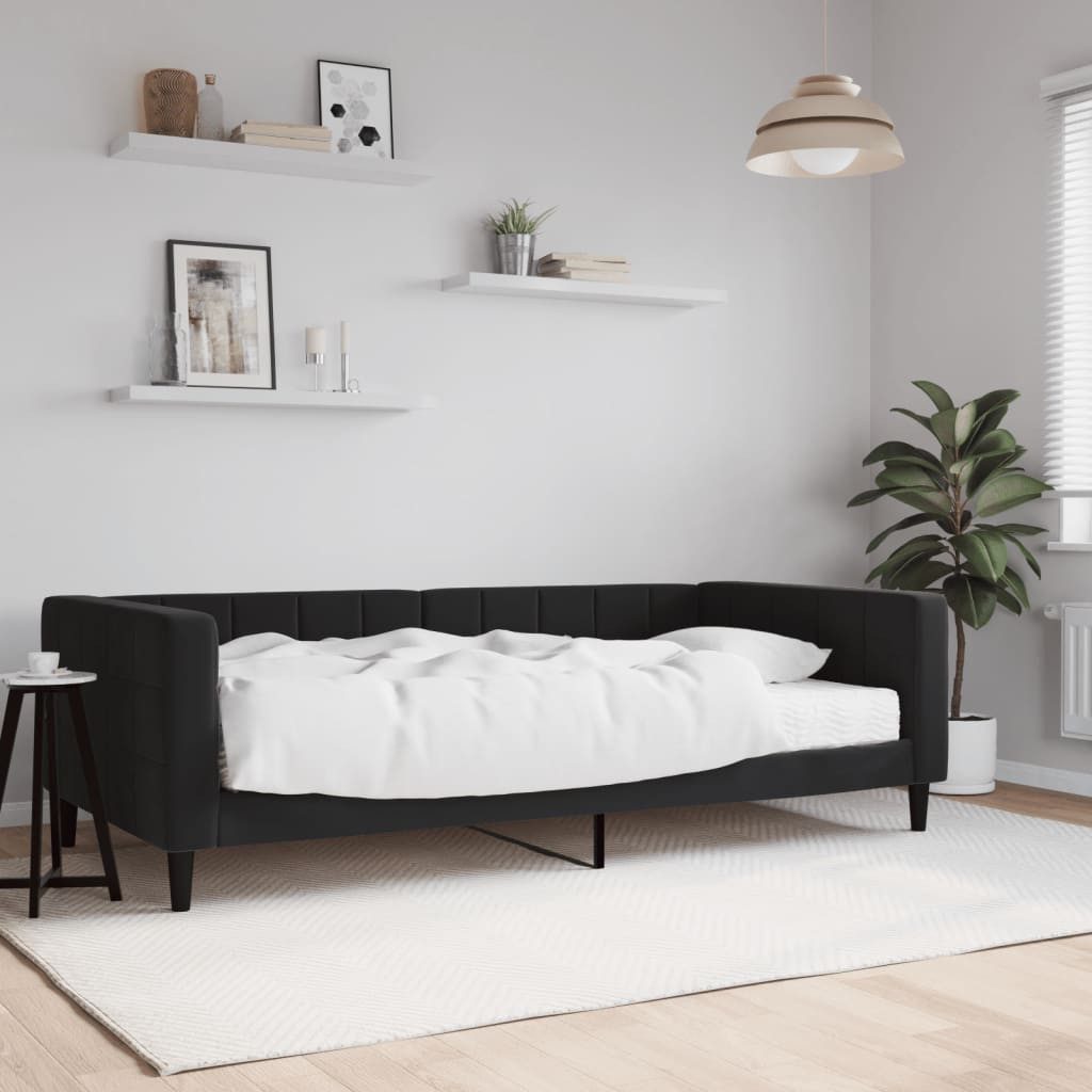 vidaXL Daybed, Tagesbett mit Matratze Schwarz 100x200 cm Samt