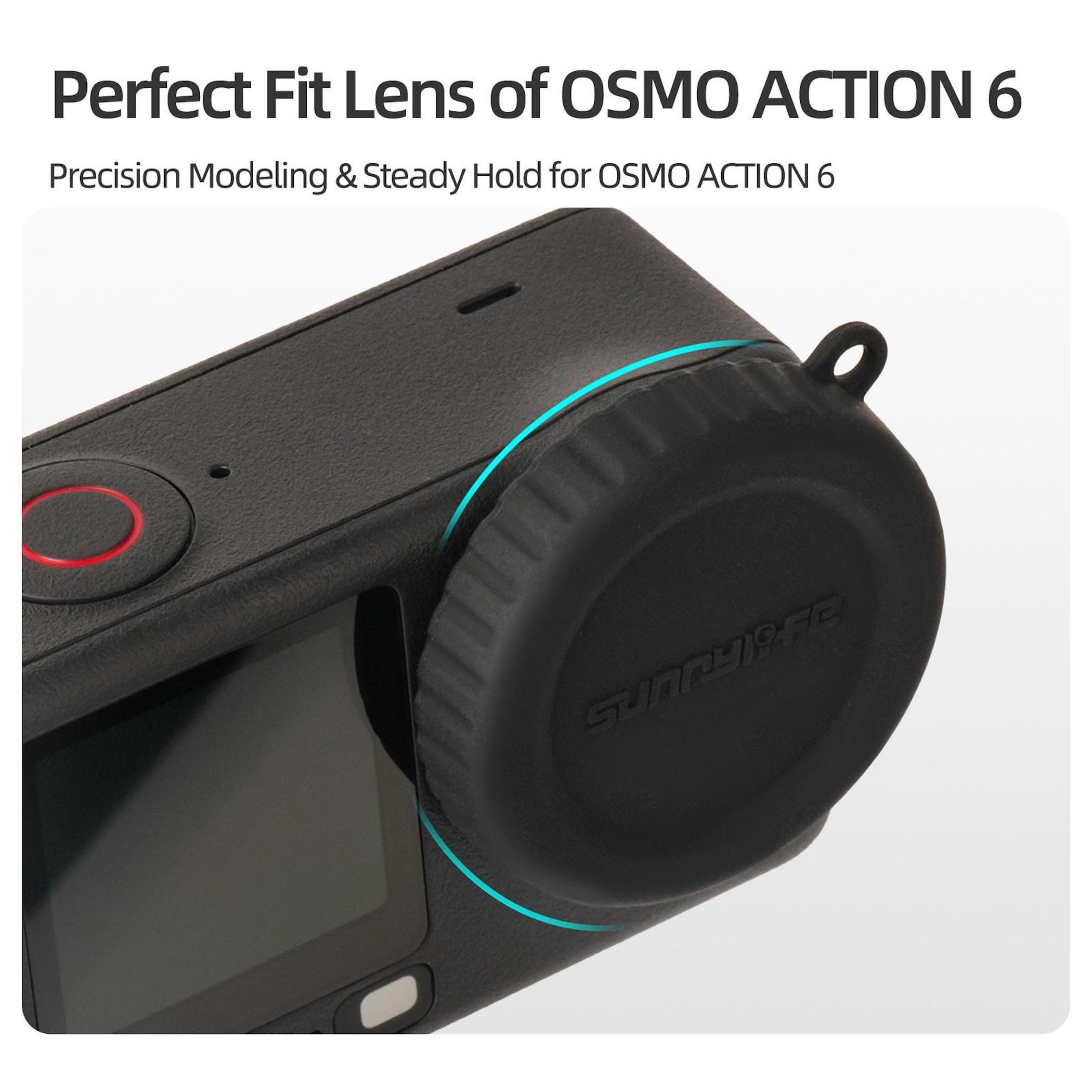Wigento Silikon Linsenschutz für DJI Osmo Action 6 Kamera Zubehör Schwarz Zubehör Drohne (Kompakt, Leicht, Robust, Passgenau, Kratzhemmend) – Bild 5 von 5