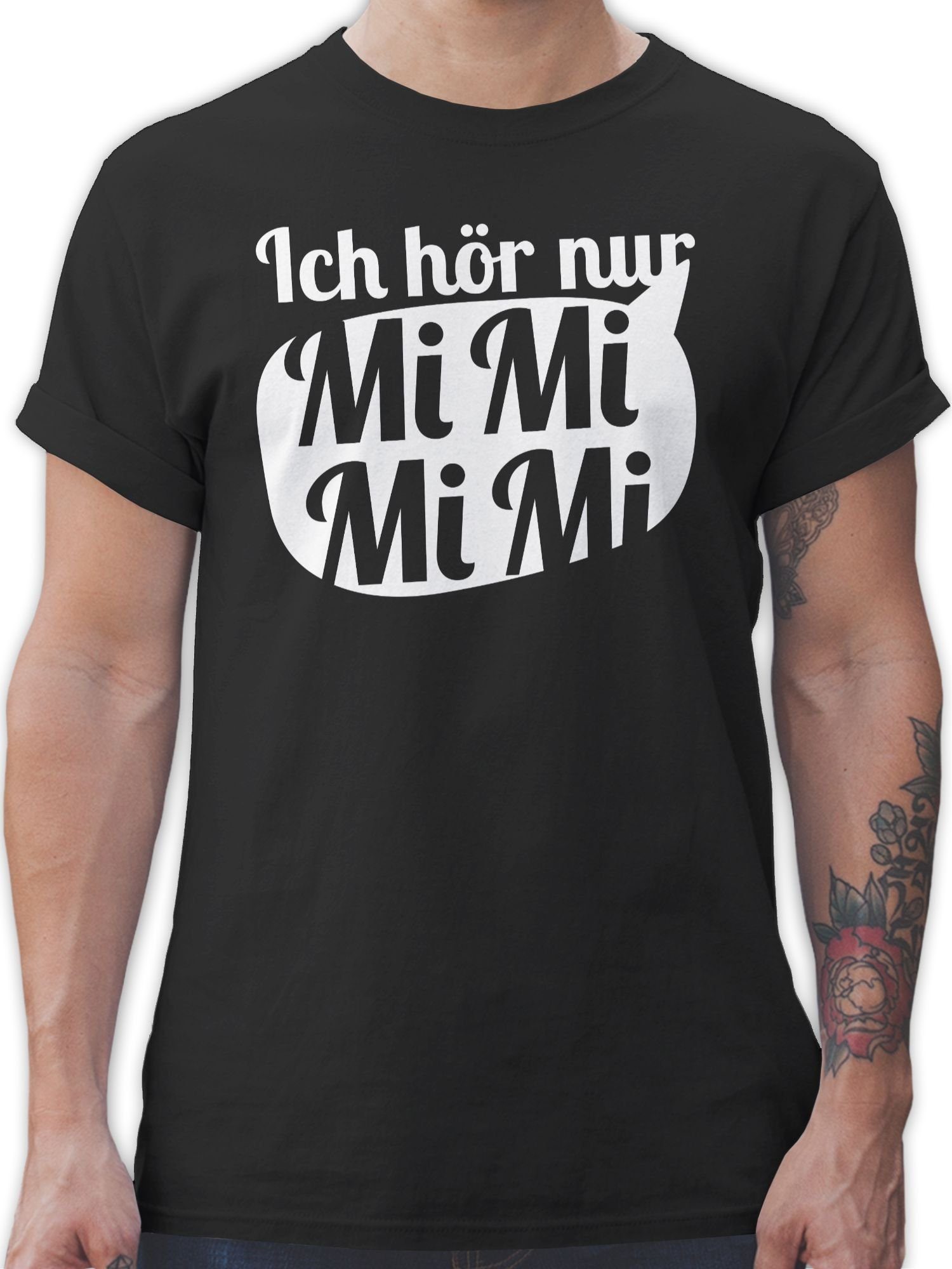 Shirtracer T-Shirt Ich hör nur MIMIMI mit Sprechblase - weiß Sprüche Statement mit Spruch 1 Schwarz