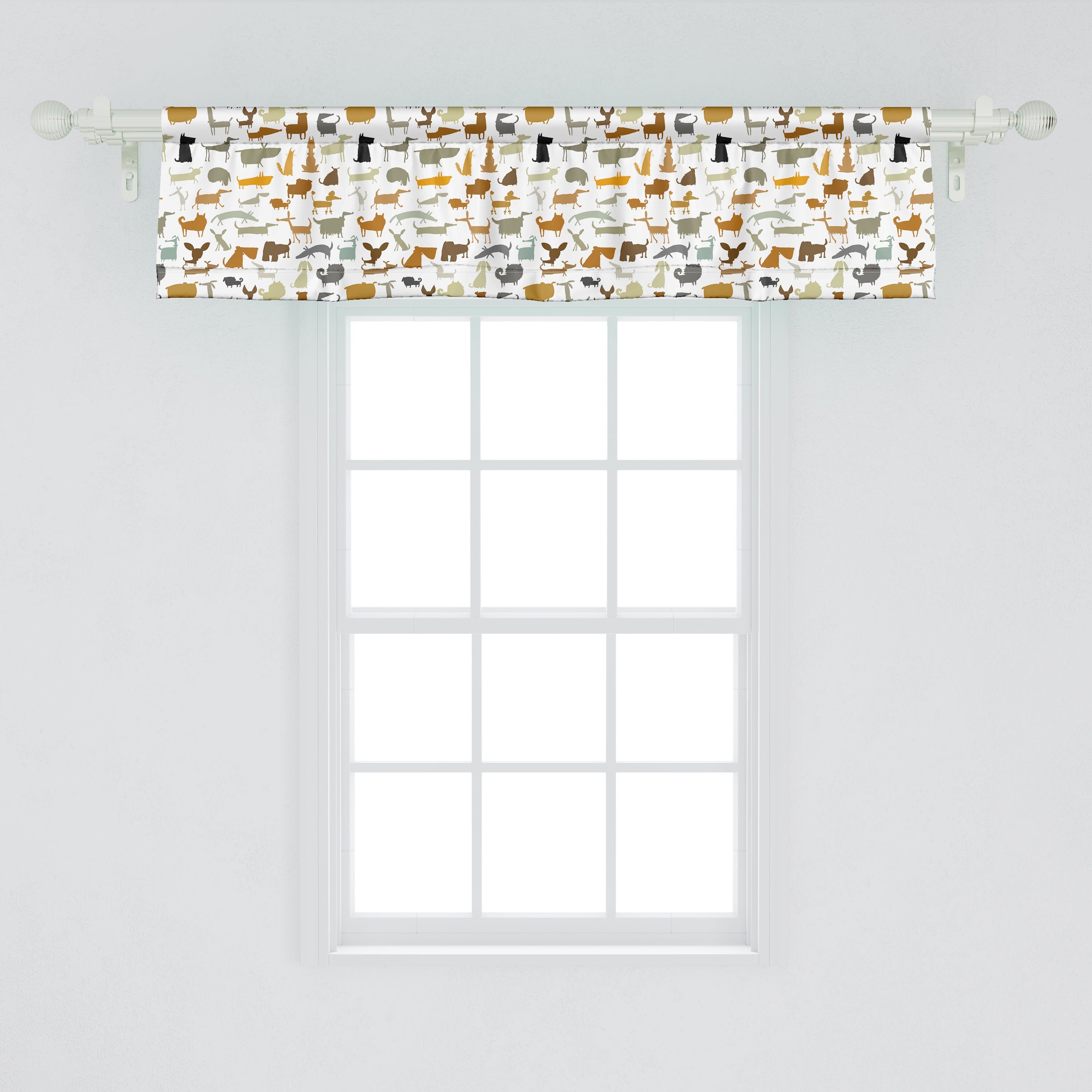 Abakuhaus, Microfaser, Schlafzimmer Scheibengardine Hündchen Dekor Verschiedene Volant mit Rasse für Küche Stangentasche, Vorhang Hundesilhouetten