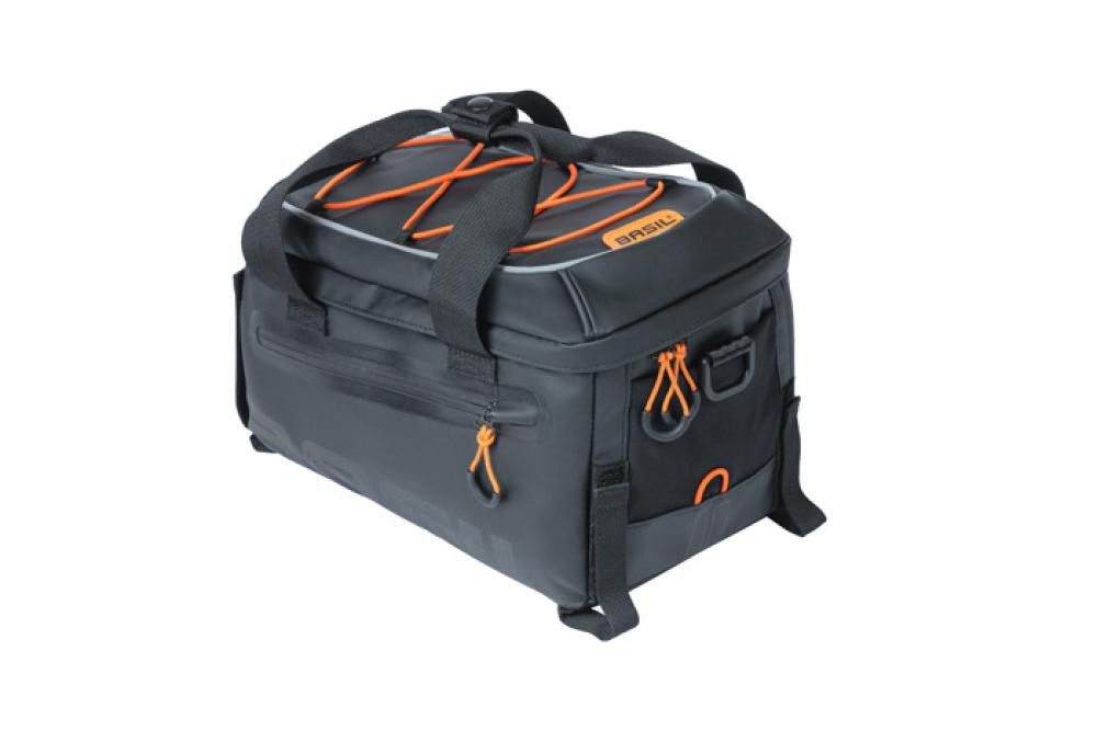 Fahrradtasche Basil Gepäckträgertasche Miles Tarpaulin schwarz-orange  Wasserdichte