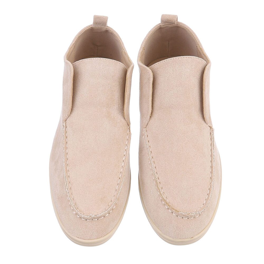 Ital-Design Damen Mokassins Freizeit Slipper (87117971) Blockabsatz Mokassins in Beige