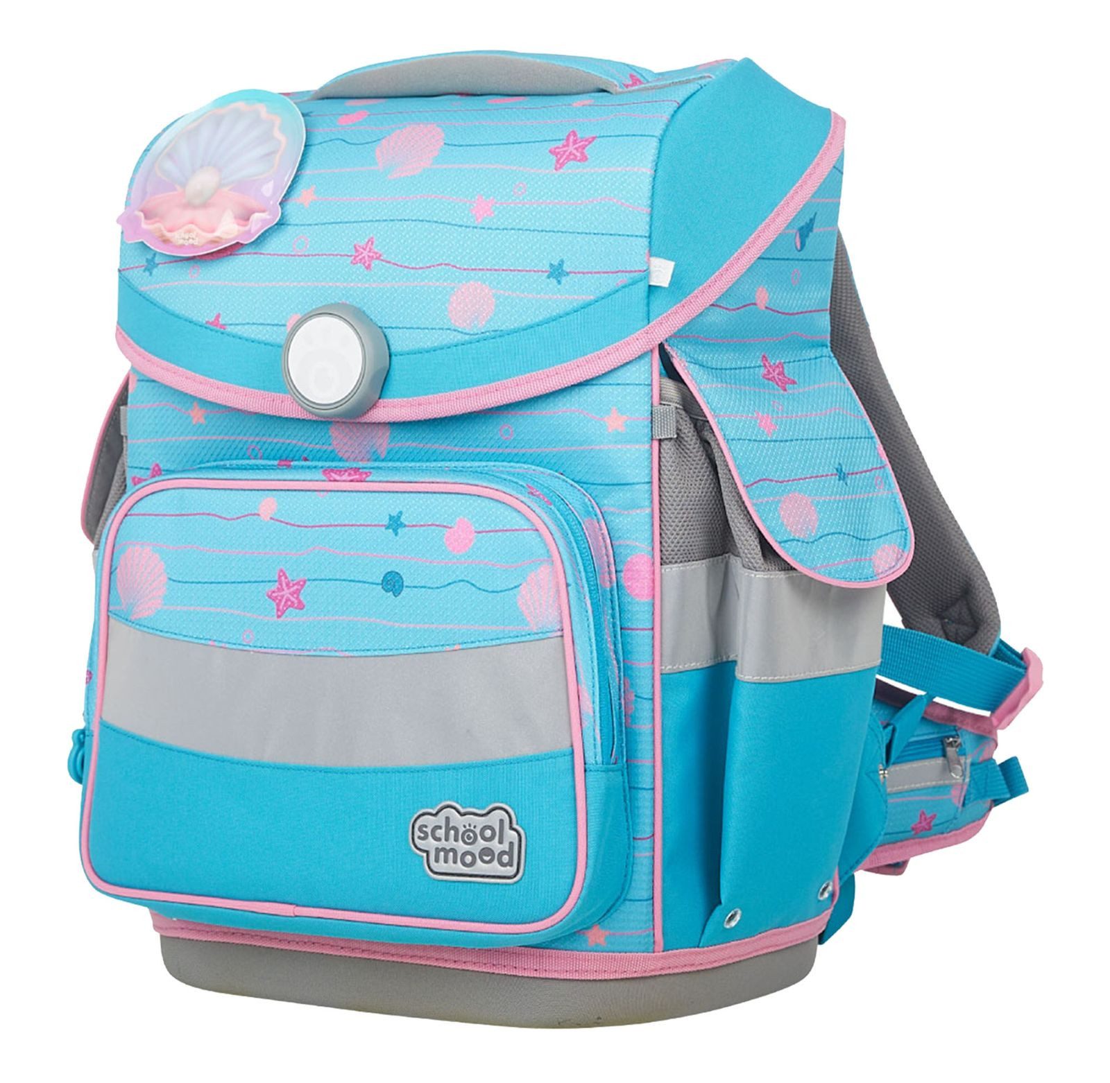 SCHOOL-MOOD® Schulranzen Timeless mit LED Patchy (Set, 7-tlg)