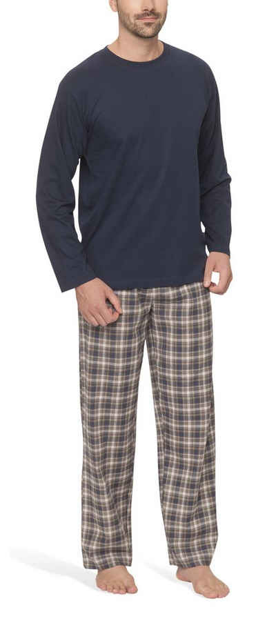 Moonline Pyjama Herren Schlafanzug mit Flanellhose