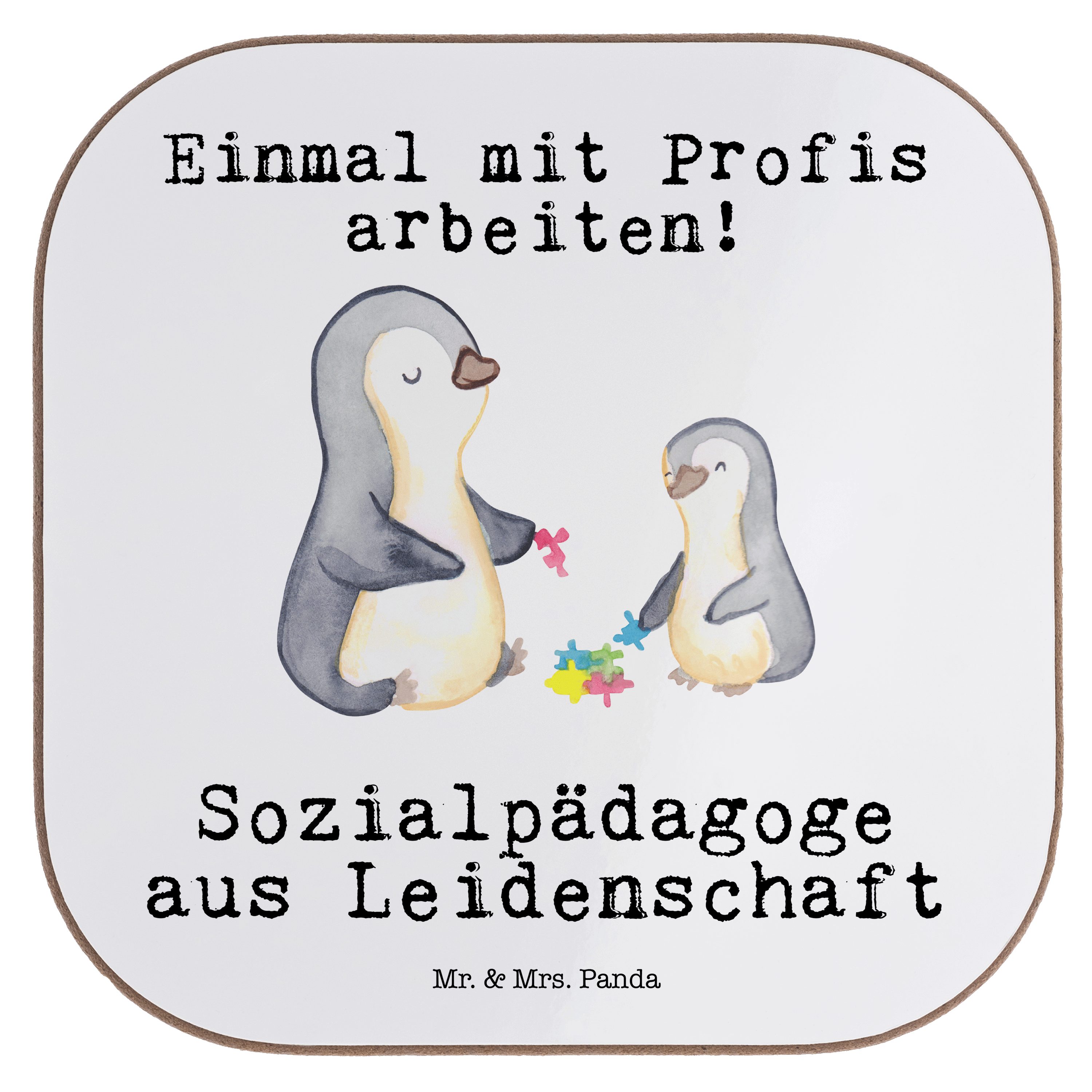 Untersetzer Panda Weiß Getränkeuntersetzer Geschenk, - Mr. - Sozialpädagoge Gläser, Mrs. aus 1-tlg. & Leidenschaft