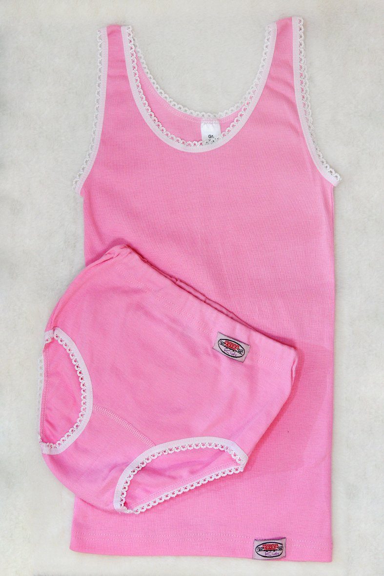 Toker Collection® Unterhemd Mädchen Unterwäsche Set 2x Unterhemd & 2x Slip (Packung, 2er-Pack) aus reiner Baumwolle Pink