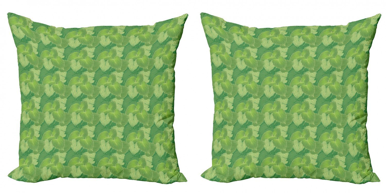 Kissenbezüge Modern Accent Doppelseitiger Digitaldruck, Abakuhaus (2 Stück), Grün Abstrakt Hosta Pflanzen