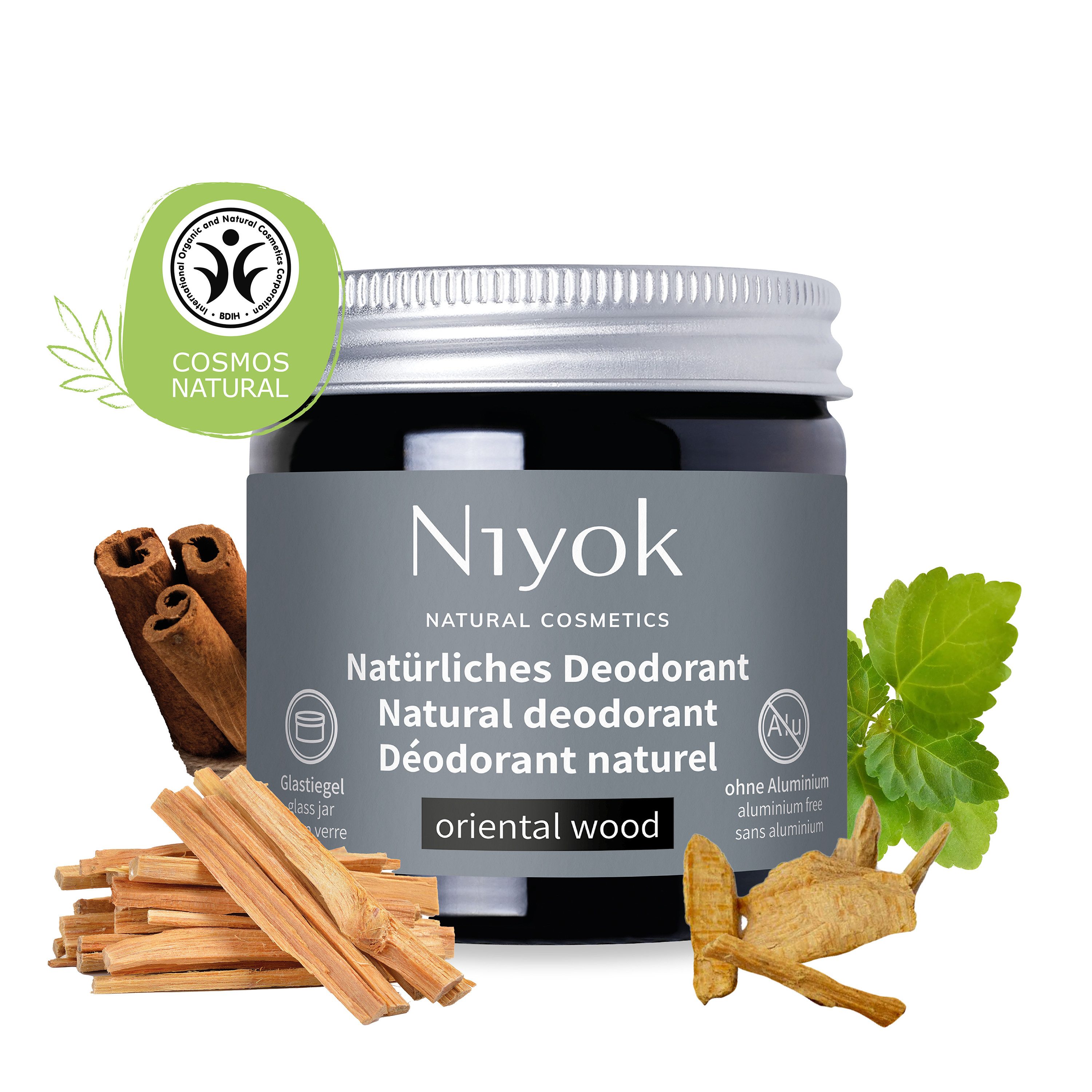Niyok Deo-Creme 2-in-1 anti-transpirant, Schutz vor Geruch & Schweiß, ohne Alluminium, 1-tlg., Oriental Wood, Deodorant Creme Unisex, Feste Deo Creme, vegan