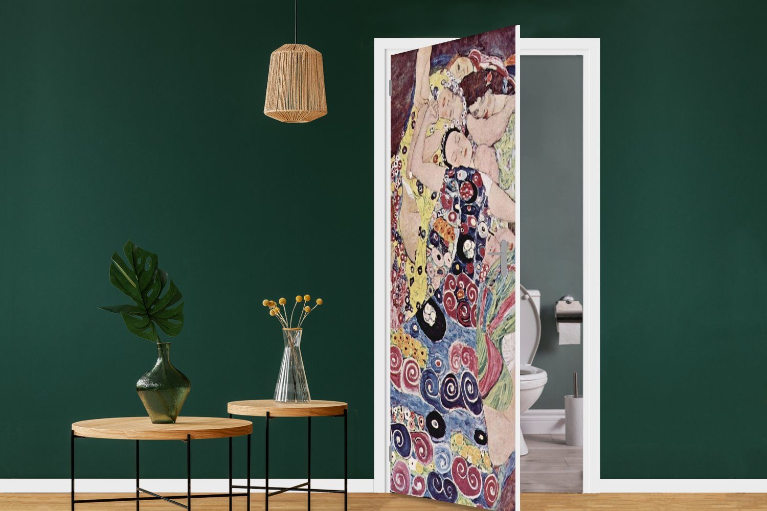 Die Türaufkleber, St), Klimt, (1 Matt, 75x205 MuchoWow Türtapete für - bedruckt, Fototapete cm Tür, Gustav Jungfrau