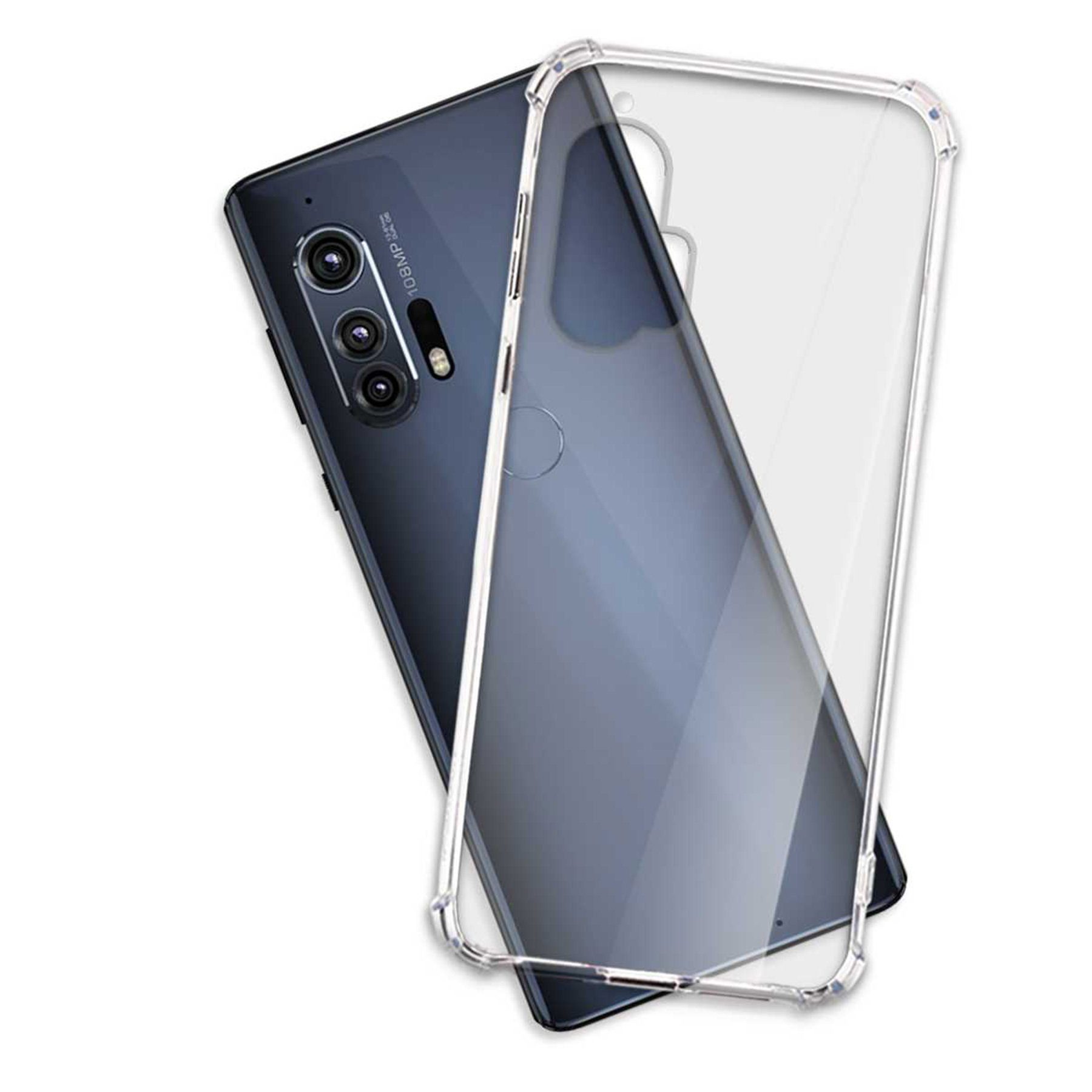 mtb more energy Smartphone-Hülle Clear Armor Case für Motorola Edge Plus, Transparente TPU Schutzhülle Case Backcover mit Anti-Shock Verstärkung