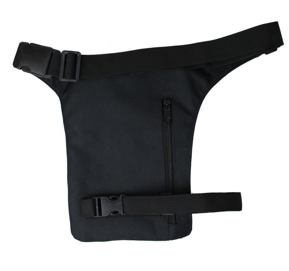 Alpha Speeds Beintasche / Bauchtasche für Motorrad & Freizeit (II Stripes) in Schwarz, 100 % wasserdicht, mit YKK Reißverschlüssen & verstellbarem Gurt