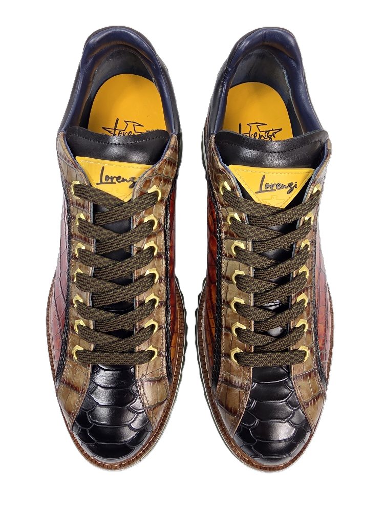 Lorenzi Lorenzi-15043-Fresh Nero Sneaker Handgefertigt in Italien, Designer Sneaker, Kalbsleder