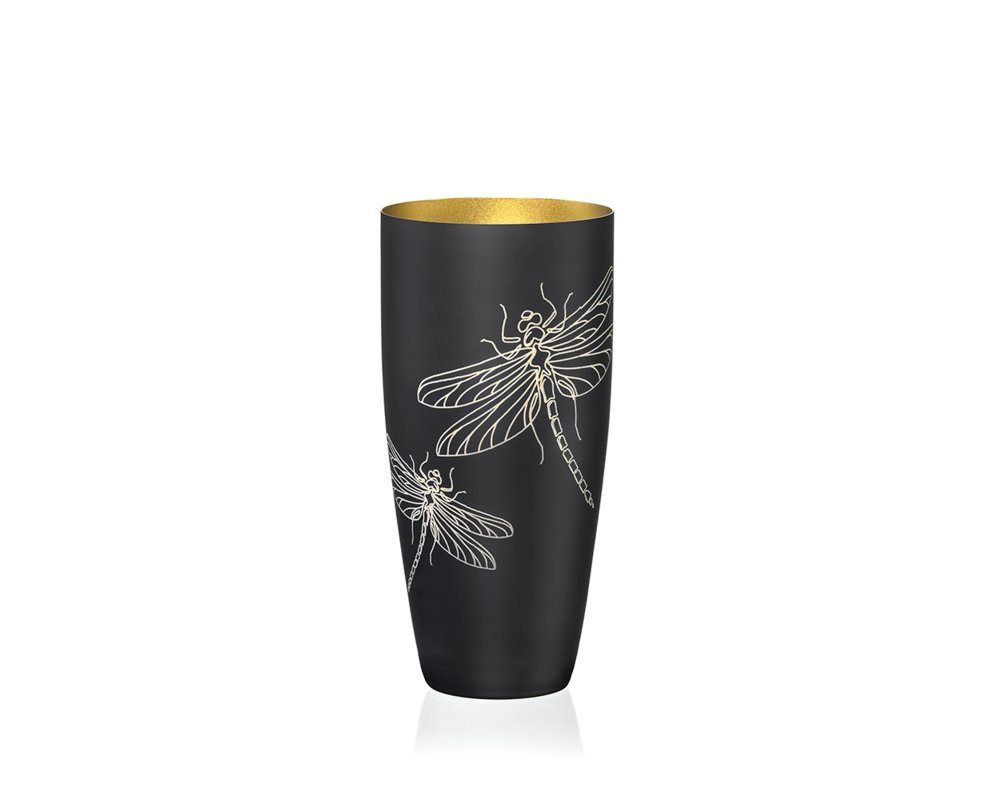 Crystalex Dekovase Vase Blumenvase Dekovase Meadow Koboltblau matt Goldmetallic (Einzelteil, 1 St., 1 x Vase), Kristallglas, innen Goldfarbig, kobaltblauer Farbe besprüht