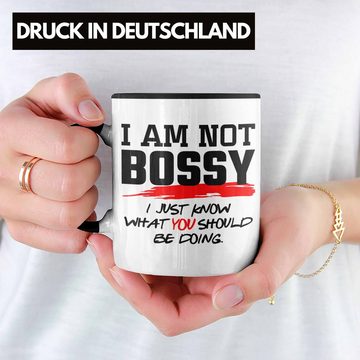 Trendation Tasse Lustiges Geschenk für Chefin Chef: Tasse mit Spruch Im Not Bossy