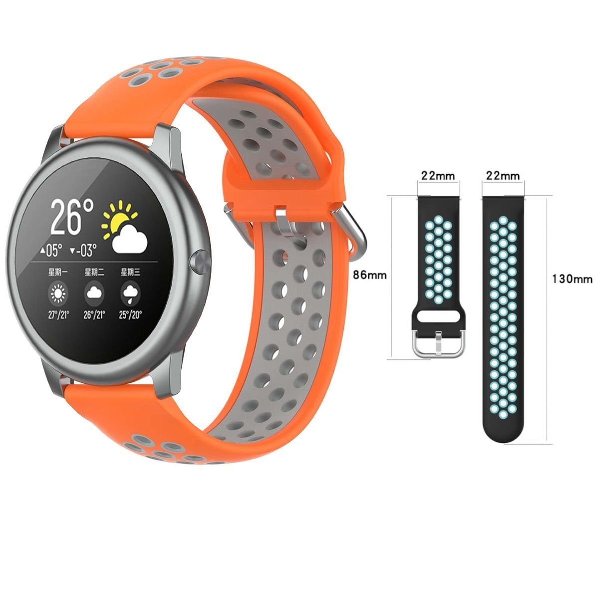 Wigento Smartwatch-Armband Für Xiaomi Haylou Solar LS05 Kunststoff /  Silikon Armband Watch Uhr Grau / Orange Ersatz Arm Band