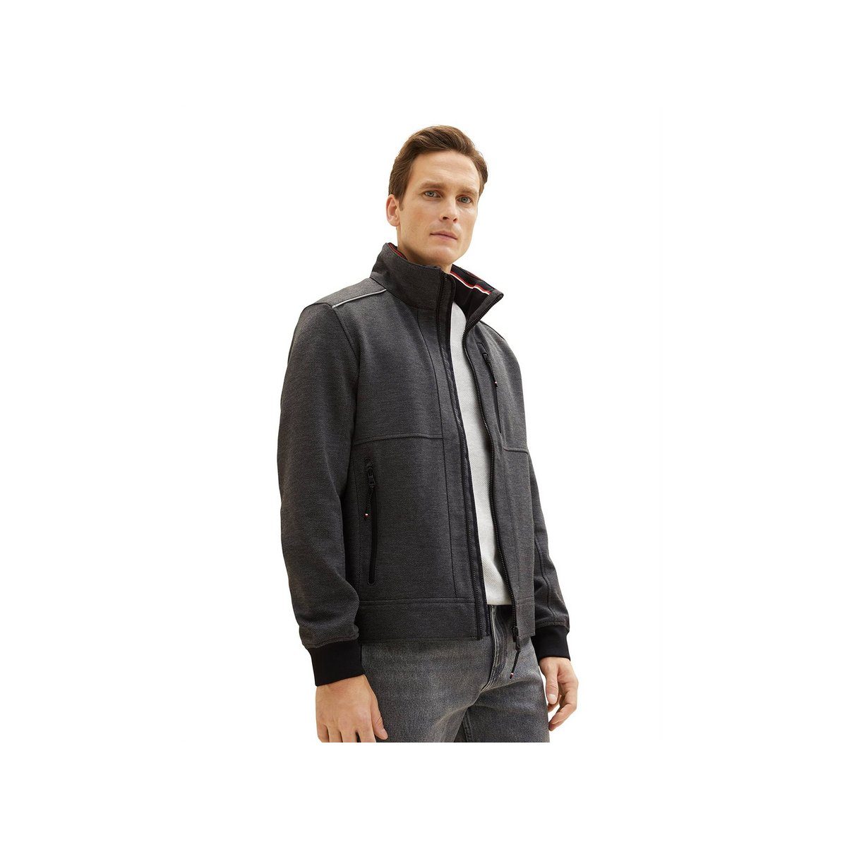 anthracite (1-St) anthrazit structure knitted TOM Anorak TAILOR