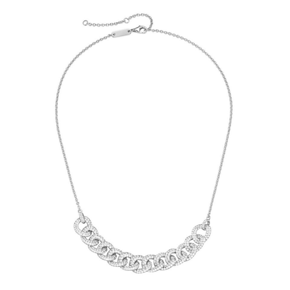 GIORGIO MARTELLO MILANO Collier Mittelteil Panzerketten-Design mit  Zirkonia, Silber 925