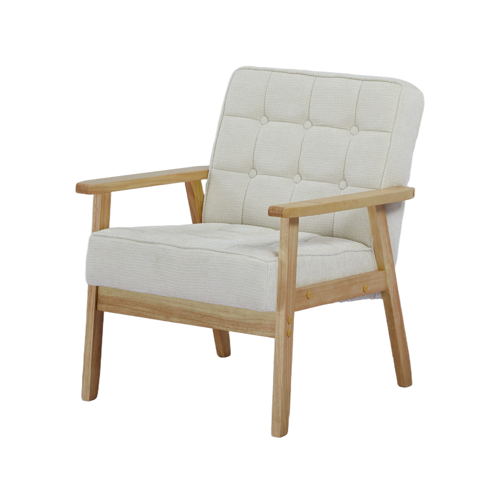 SteeLong Sessel Armlehnstuhl, Wohnzimmer, Skandinavien, atmungsaktives Leinen, Beige (1-St), Polstersessel mit hellem Naturfinish & atmungsaktiver Polsterung