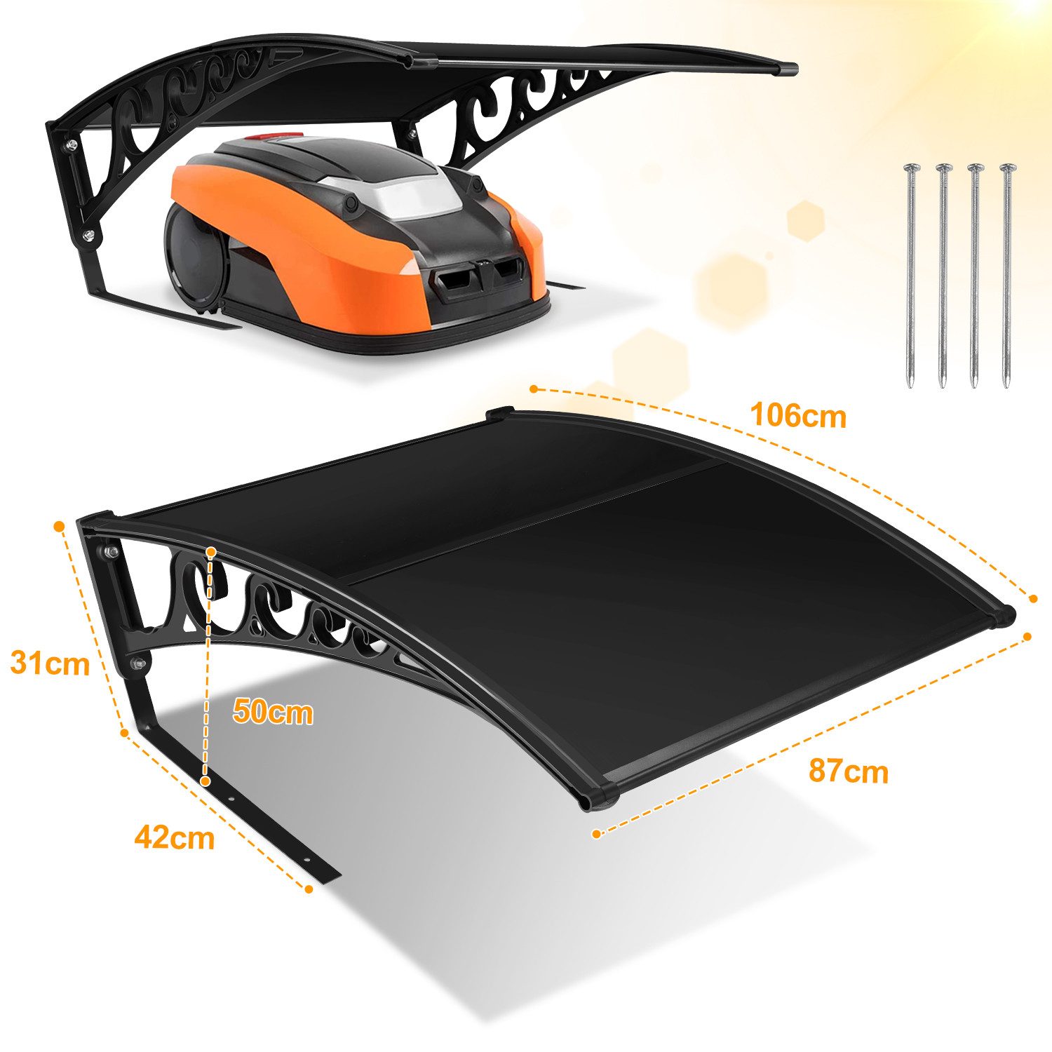Clanmacy Mähroboter-Garage Rasenmäher Garage Schwarz Sonnenblende günstig online kaufen
