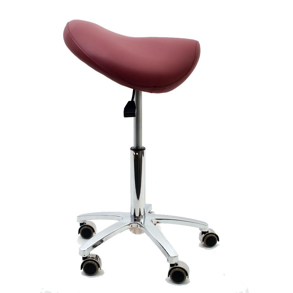 Duke-Handel Drehhocker Sattelhocker, Arbeitshocker, Bürohocker mit Metallfuß (1 St., Rollhocker mit oder ohne Fußring), stufenlosen Höhenverstellung von 50 bis 73cm, Belastbarkeit ca. 230 kg